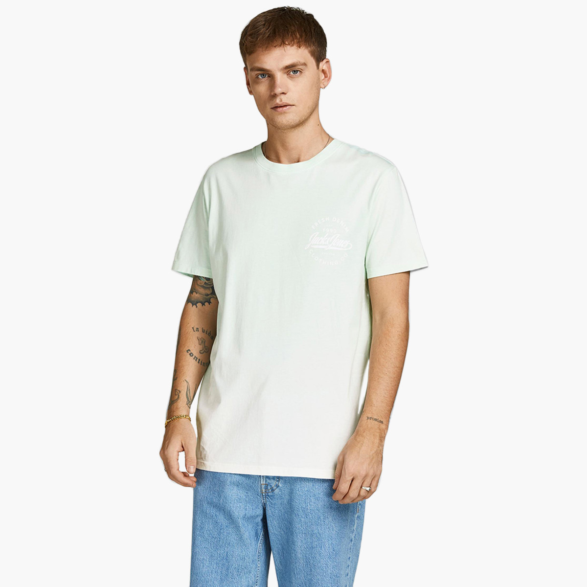 تي شيرت رجالي من جاك وجون بأكمام قصيرة وياقة دائرية وشعار منت-men-clothing-tshirtsandpolos-tshirts-image-1