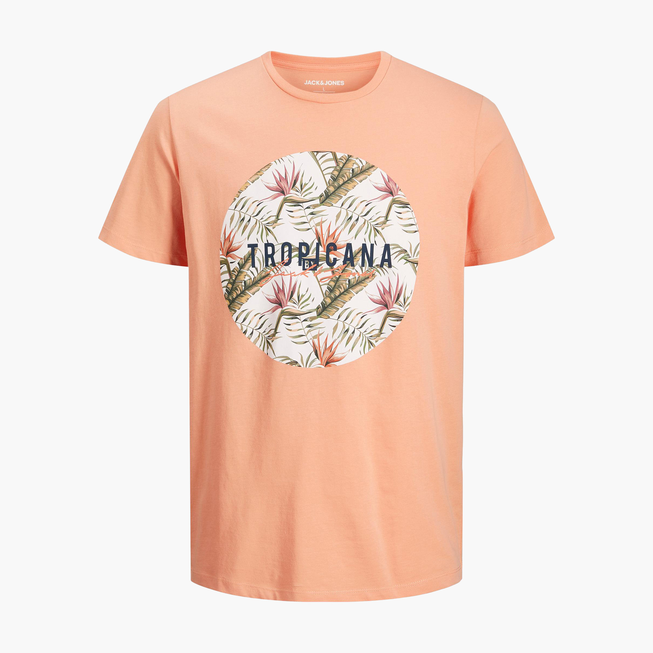 تيشيرت بياقة ضيقة وأكمام قصيرة وطبعات من جاك آند جونز-men-clothing-tshirtsandpolos-tshirts-image-1