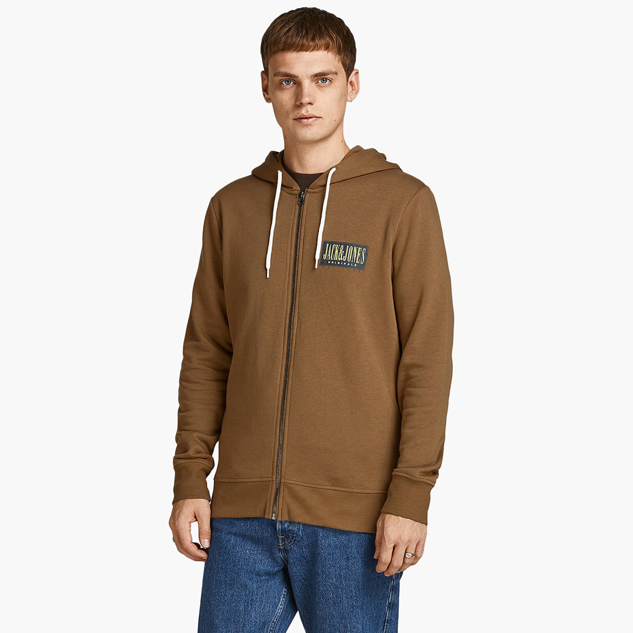 Jack & Jones Men Logo Front Zipper Hoodie-men-winterwear-hoodiesandsweatshirts-image-1