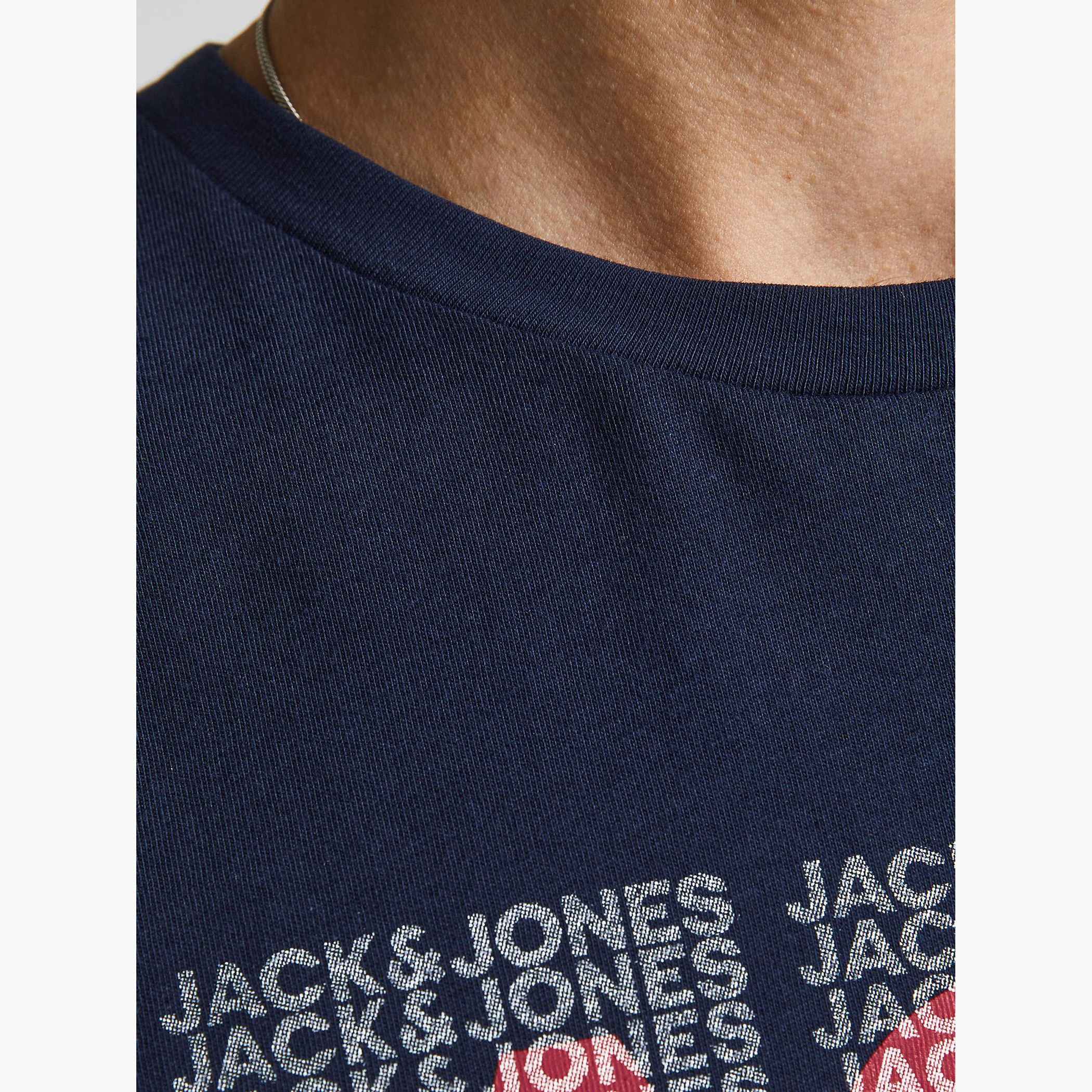 Jack & Jones Logo Print Crew Neck T-shirt with Short Sleeves-men-clothing-tshirtsandpolos-tshirts-image-6