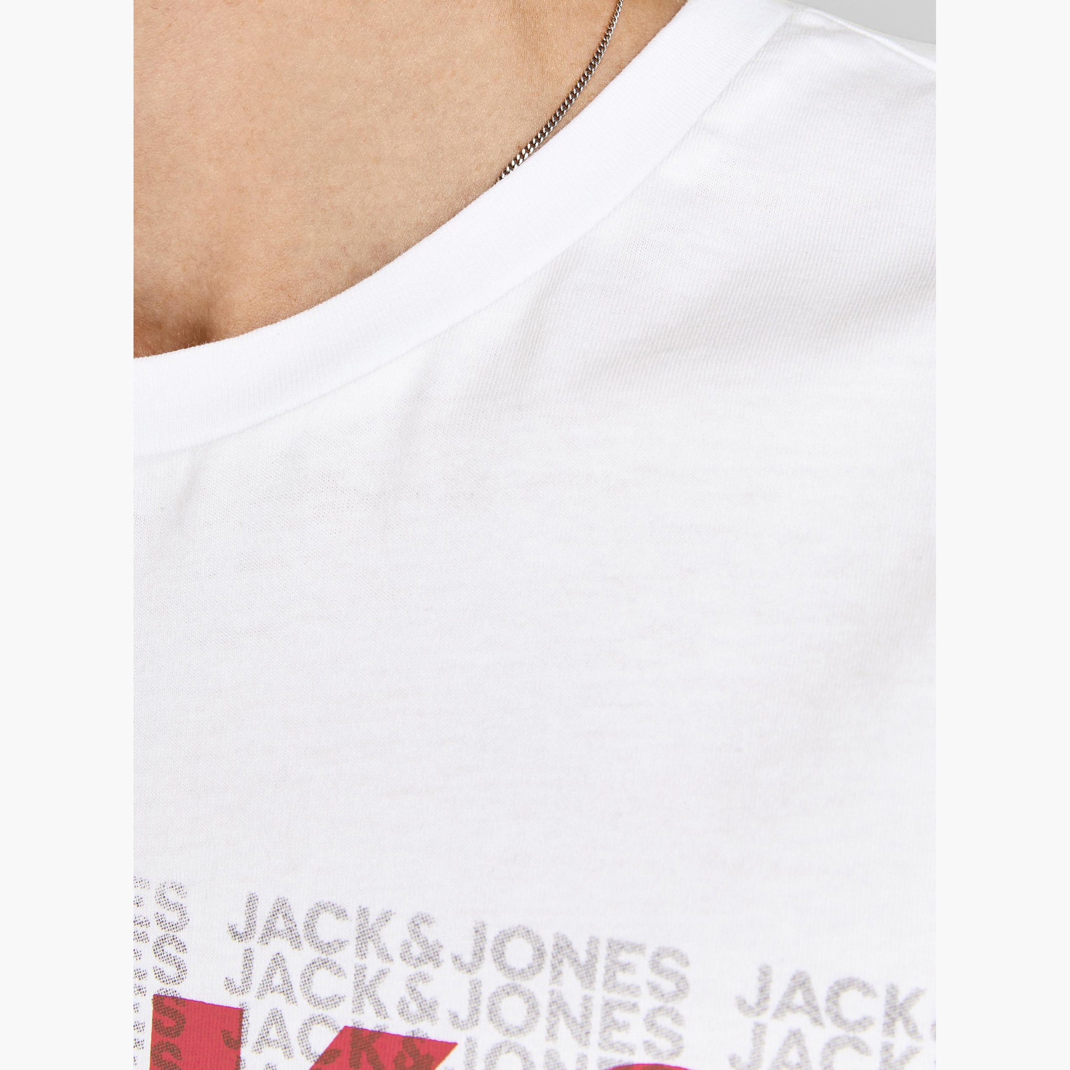Jack & Jones Logo Print Crew Neck T-shirt with Short Sleeves-men-clothing-tshirtsandpolos-tshirts-image-5