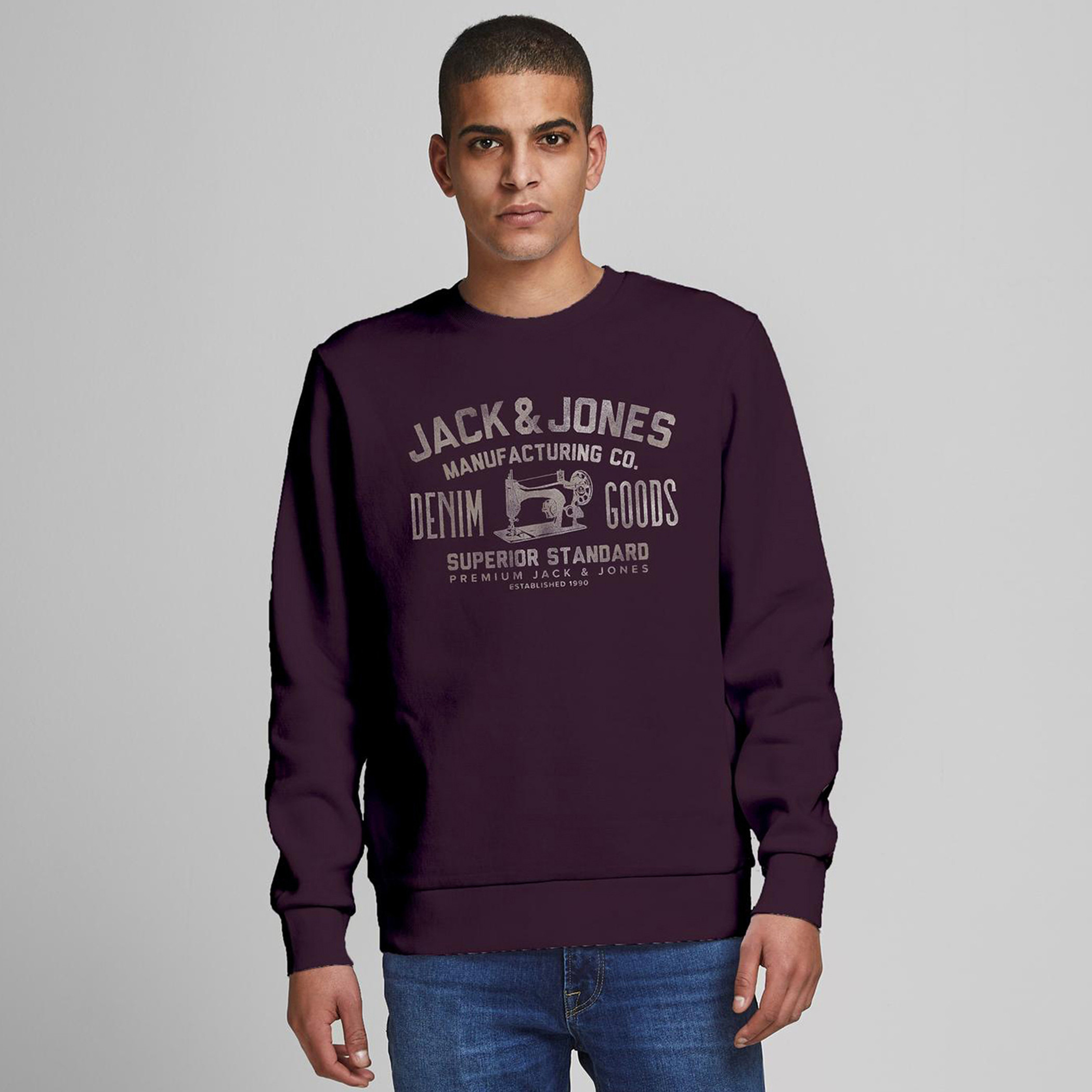 Jack & Jones Printed Crew Neck Sweatshirt with Long Sleeves-men-winterwear-hoodiesandsweatshirts-image-1