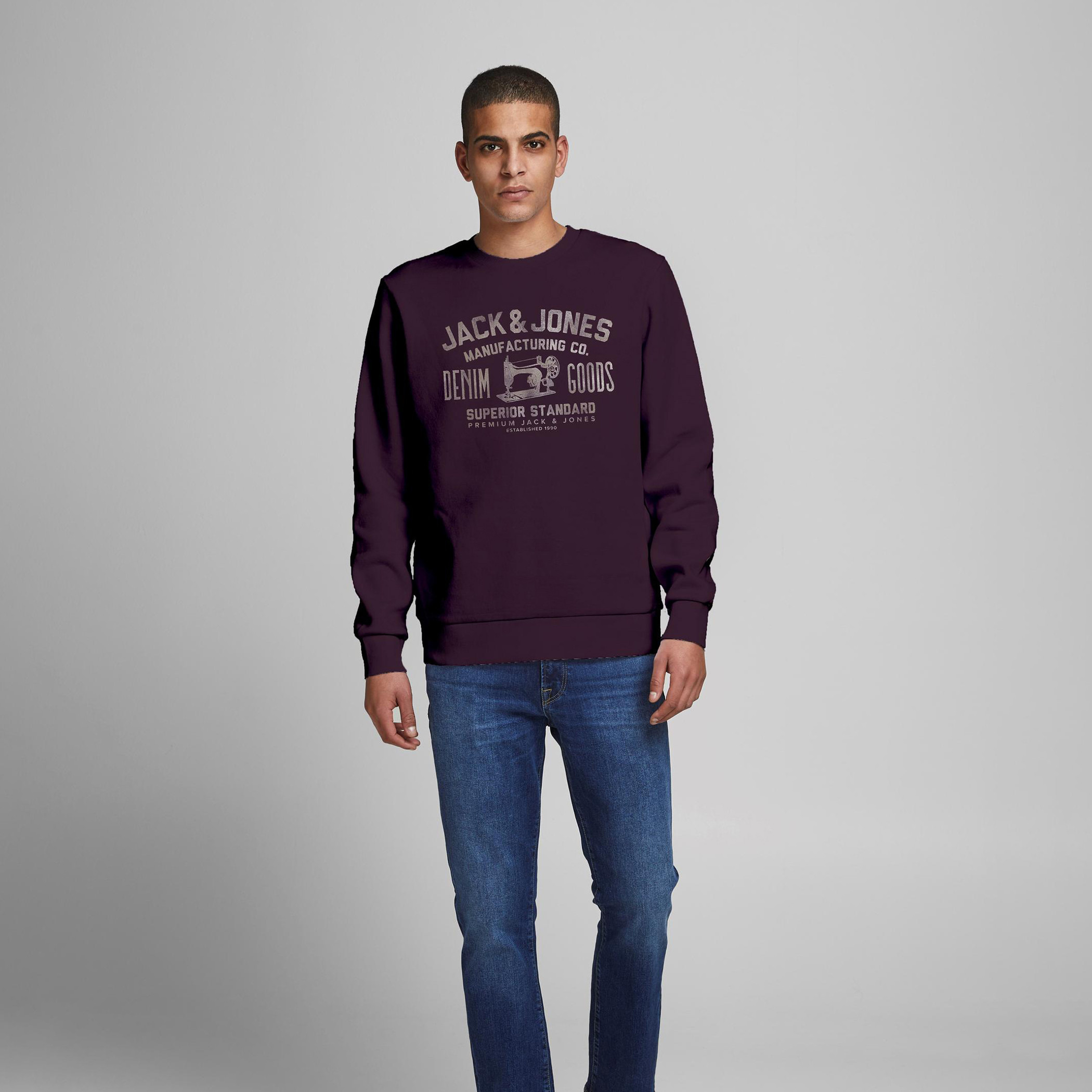 Jack & Jones Printed Crew Neck Sweatshirt with Long Sleeves-men-winterwear-hoodiesandsweatshirts-image-2