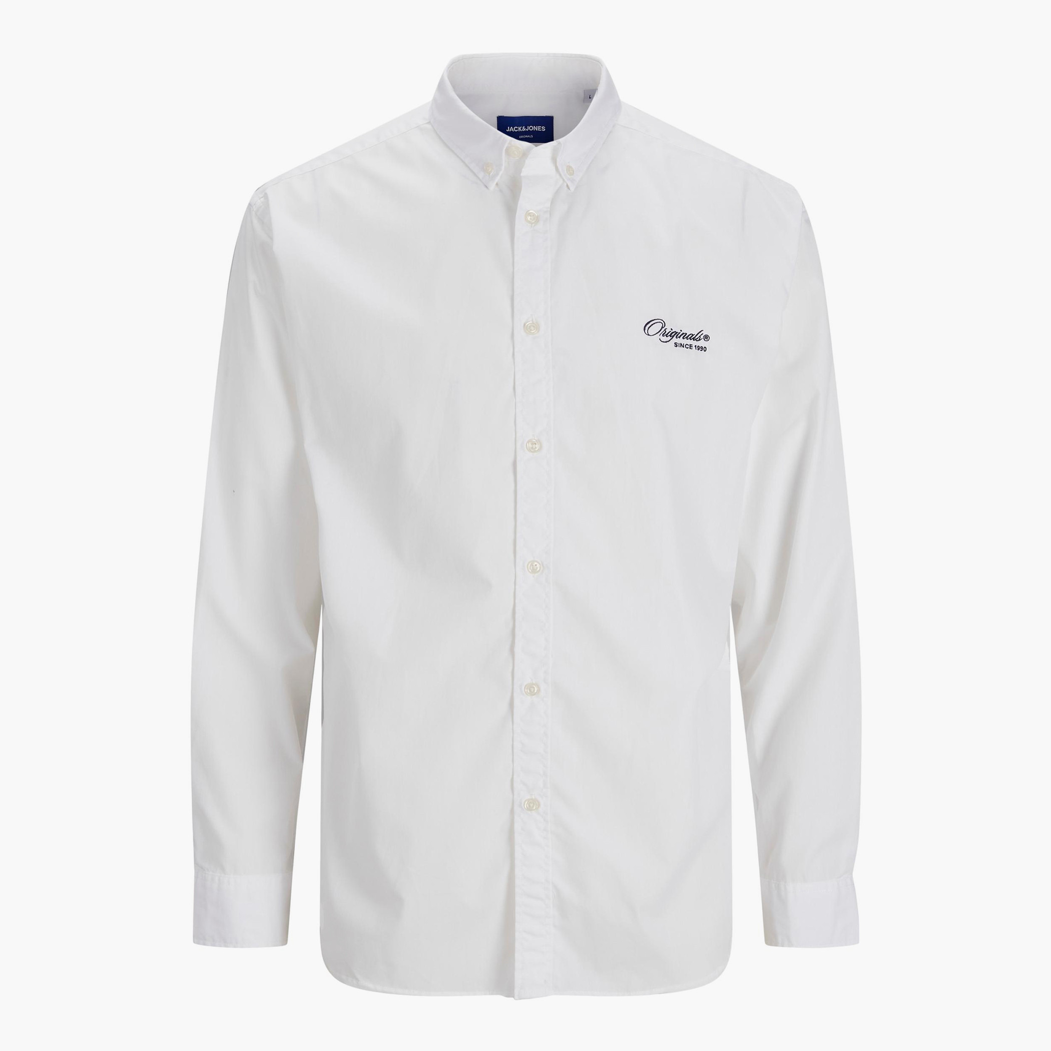 Jack & Jones Men Solid White Long Sleeve Collared Shirt-men-clothing-shirts-image-3