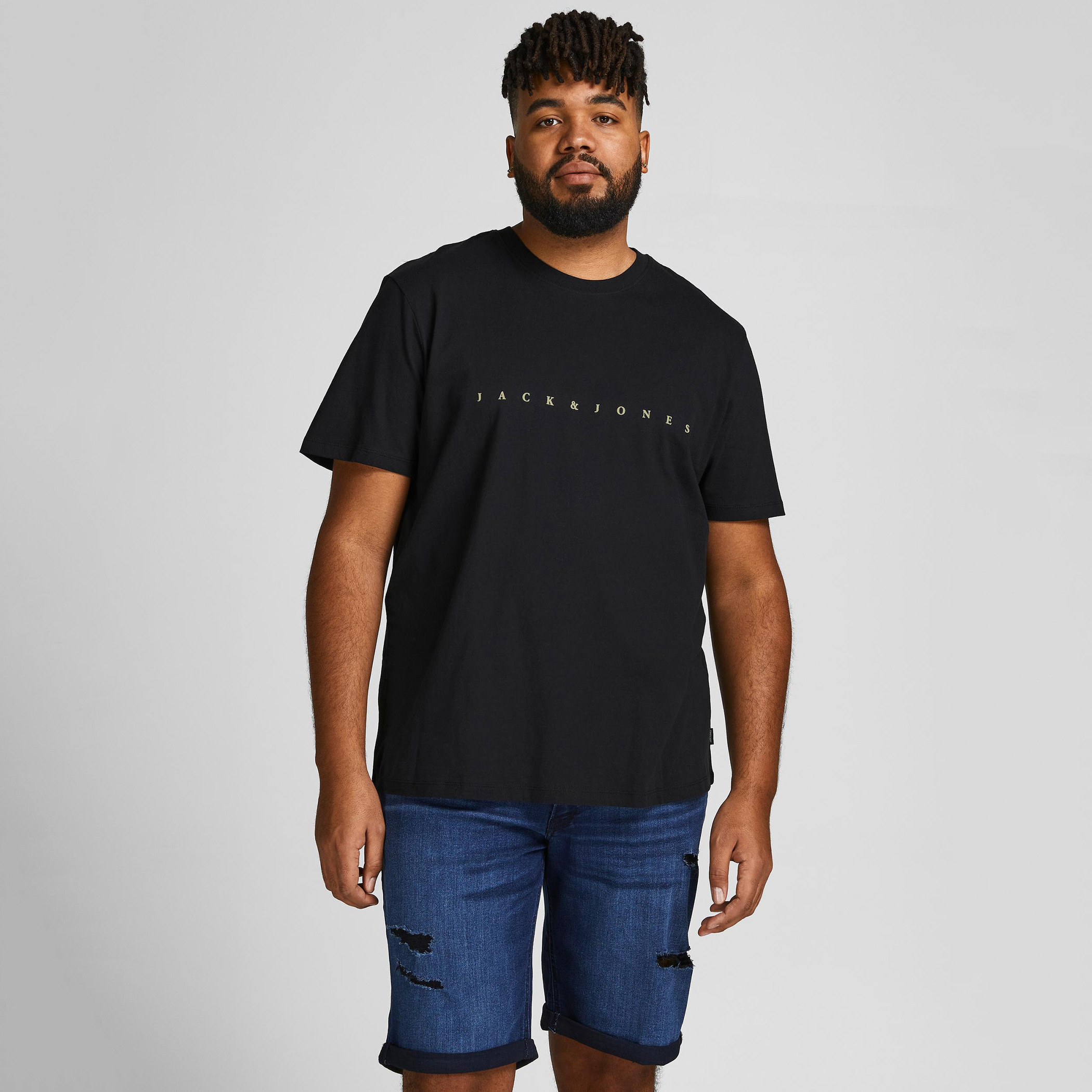 تيشيرت بياقة ضيقة وأكمام قصيرة وطبعات من جاك آند جونز-men-clothing-tshirtsandpolos-tshirts-image-1