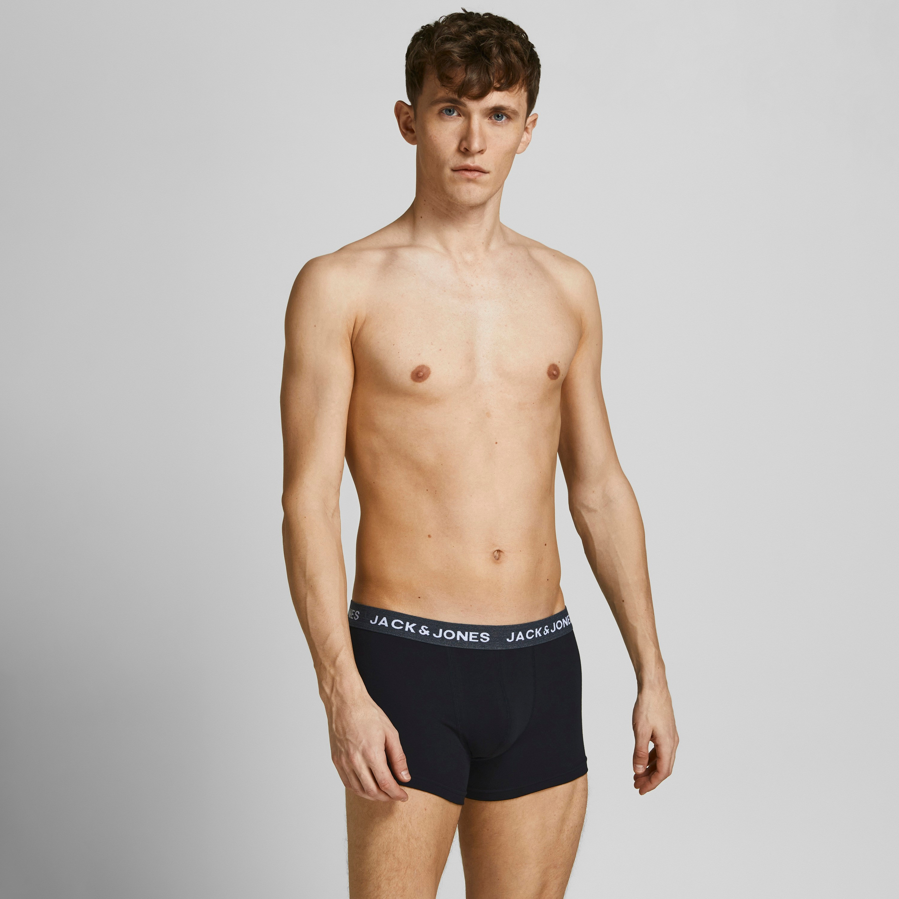 Jack & Jones Pack of 3 Plain Brand Print Waistband Men's Trunks-men-clothing-innerwear-underwear-image-5