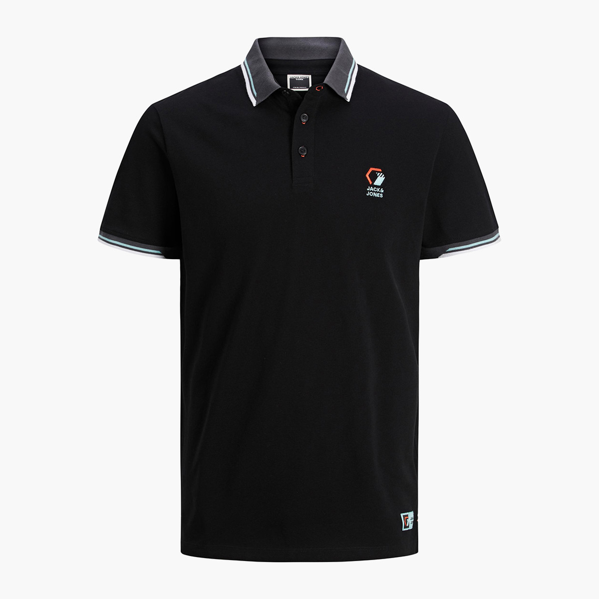 Jack & Jones Men Black Logo Short Sleeves Polo T-Shirt-men-clothing-tshirtsandpolos-polos-image-2