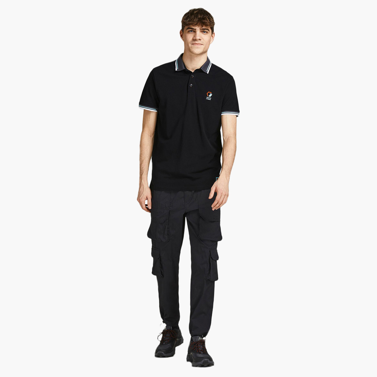 Jack & Jones Men Black Logo Short Sleeves Polo T-Shirt-men-clothing-tshirtsandpolos-polos-image-4