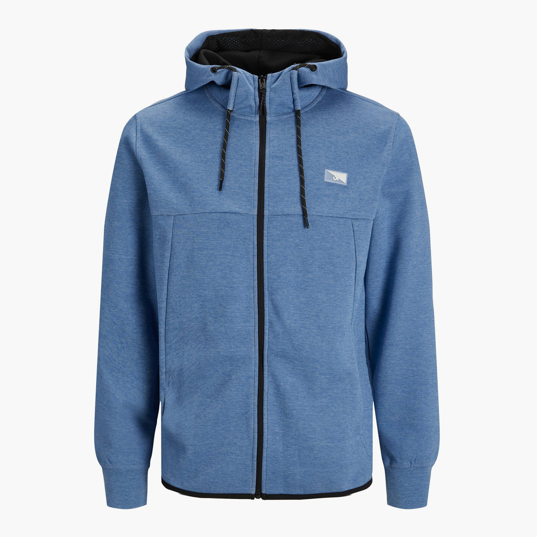 Jack & Jones Men Solid Blue Front Zipper Hoodie with Pockets-men-winterwear-hoodiesandsweatshirts-image-2