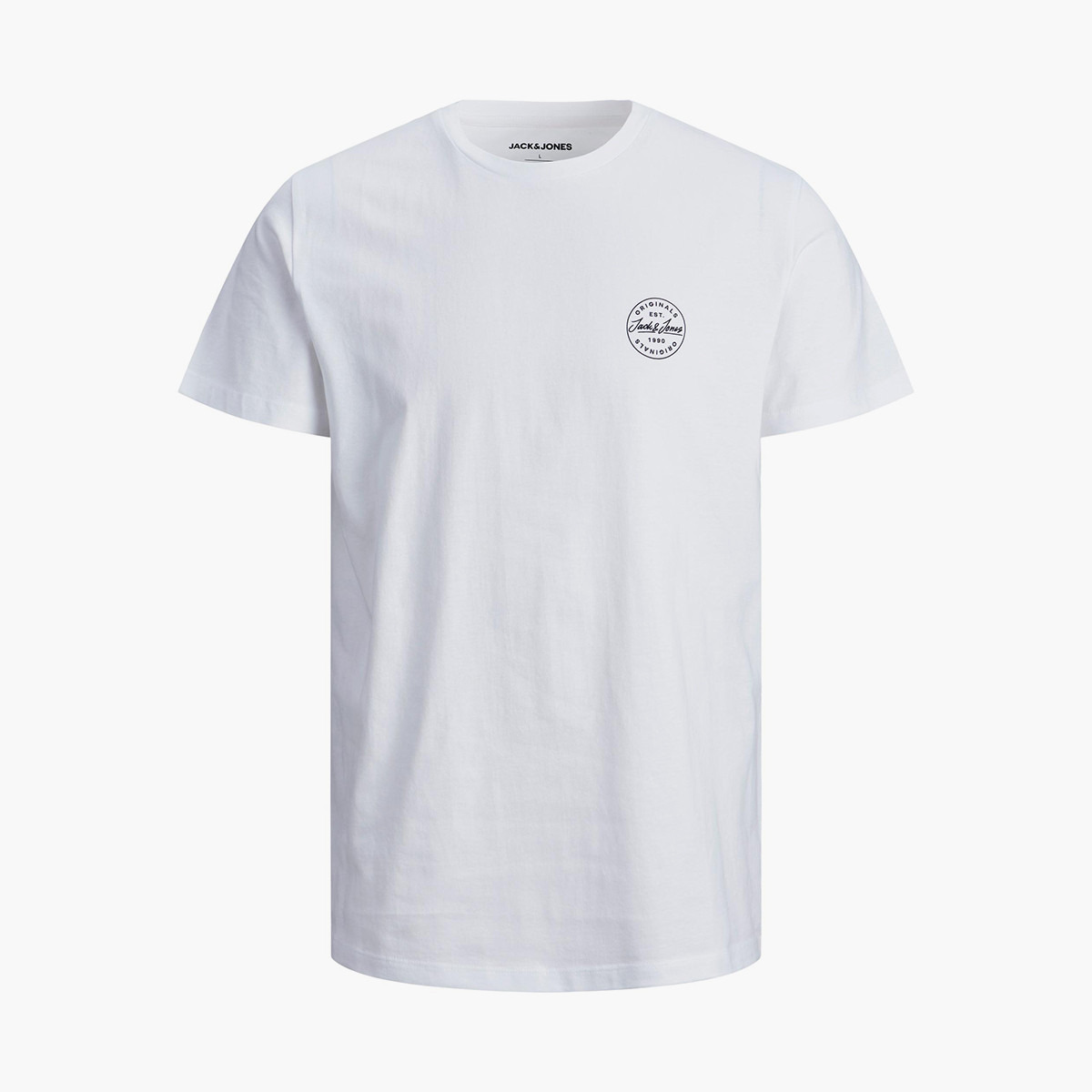 تي شيرت رجالي من جاك آند جونز بأكمام قصيرة و ياقة مستديرة و شعار مع لون ابیض-men-clothing-tshirtsandpolos-tshirts-image-3