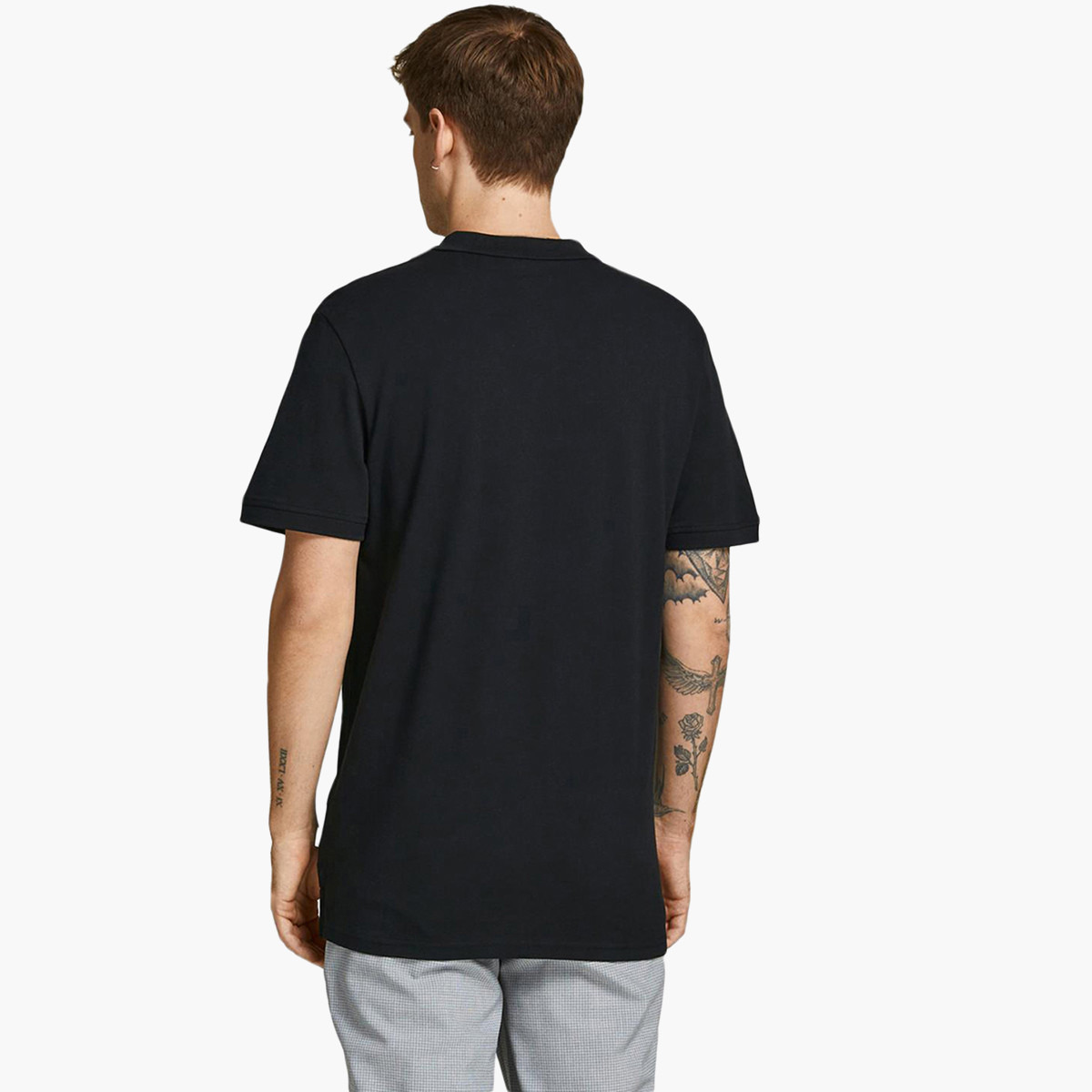 بولو تي شيرت رجالي من جاك آند جونز بأكمام قصيرة و تناسب سليم و مطبوع مع لون اسود-men-clothing-tshirtsandpolos-polos-image-2