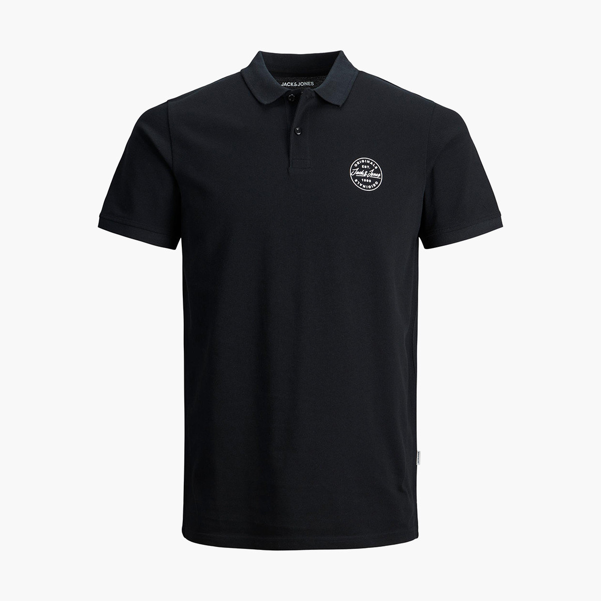 بولو تي شيرت رجالي من جاك آند جونز بأكمام قصيرة و تناسب سليم و مطبوع مع لون اسود-men-clothing-tshirtsandpolos-polos-image-3