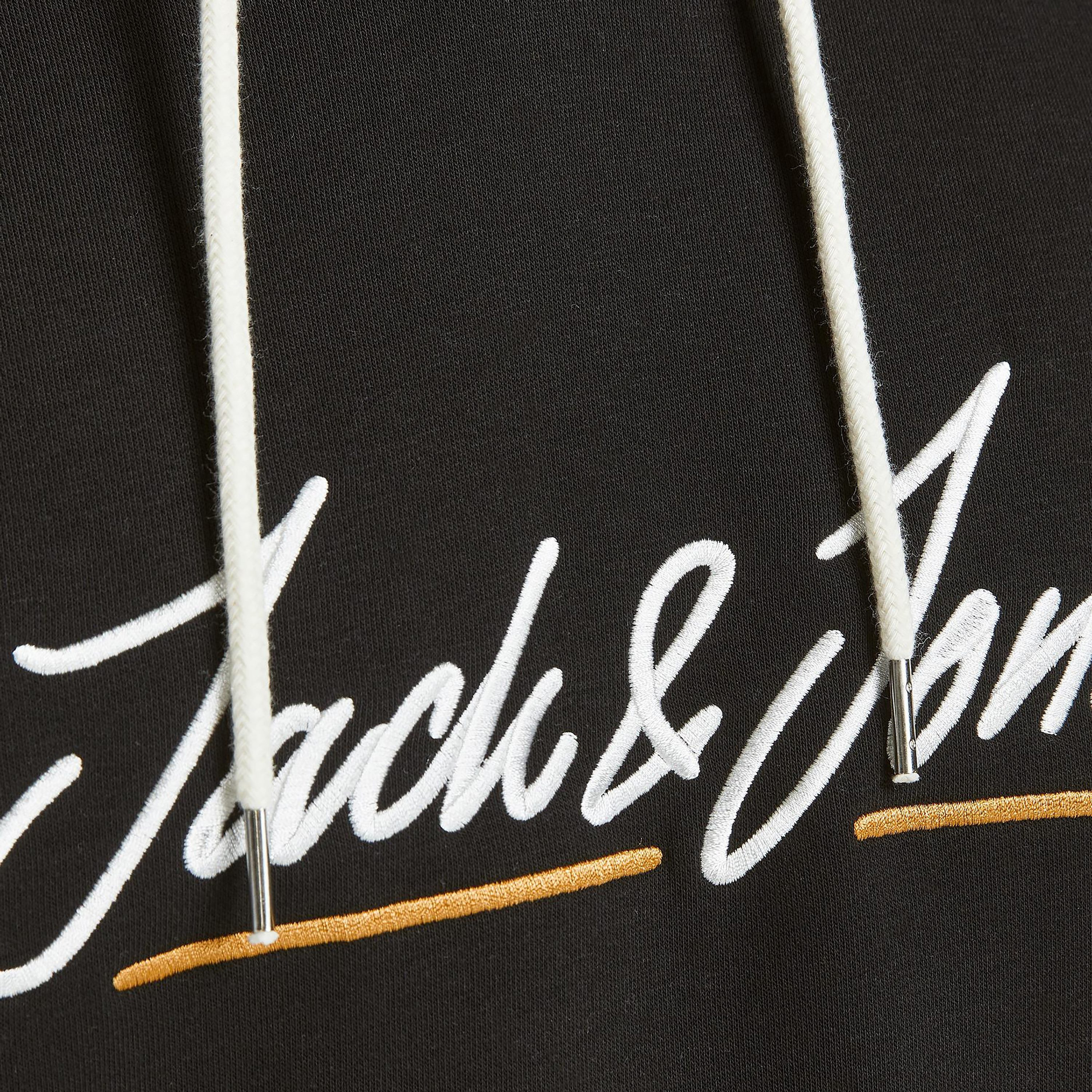 هودي جاك آند جونز بجيب كانغارو مع شعار بلون اسود للرجال-men-winterwear-hoodiesandsweatshirts-image-5