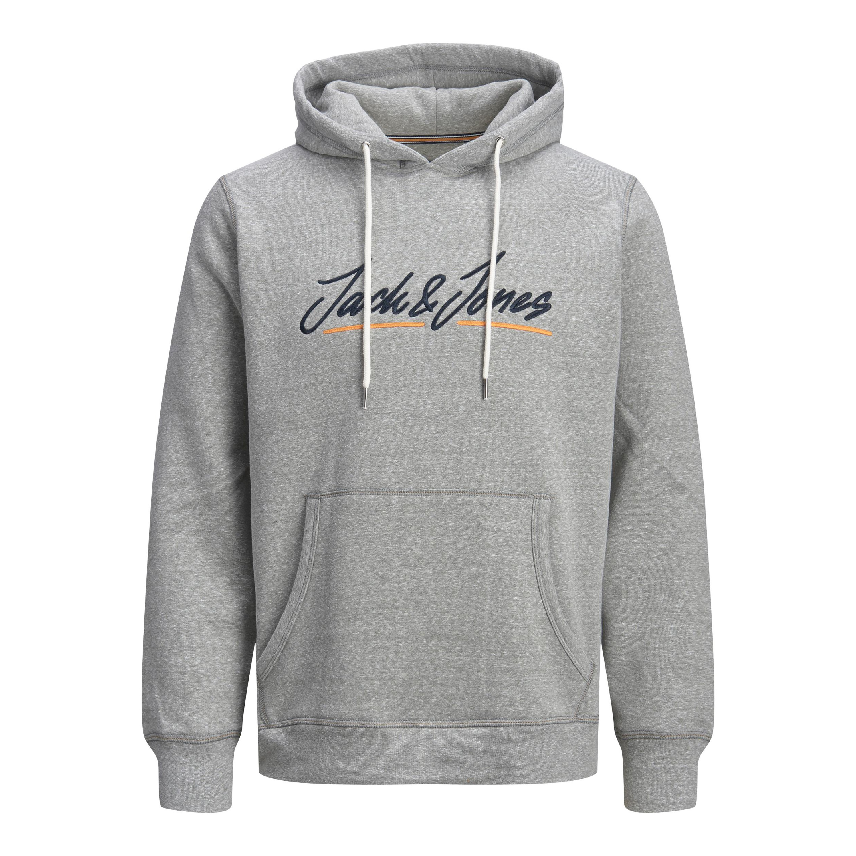 Jack & Jones Men Grey Embroidered Kangaroo Pocket Hoodie-men-winterwear-hoodiesandsweatshirts-image-3