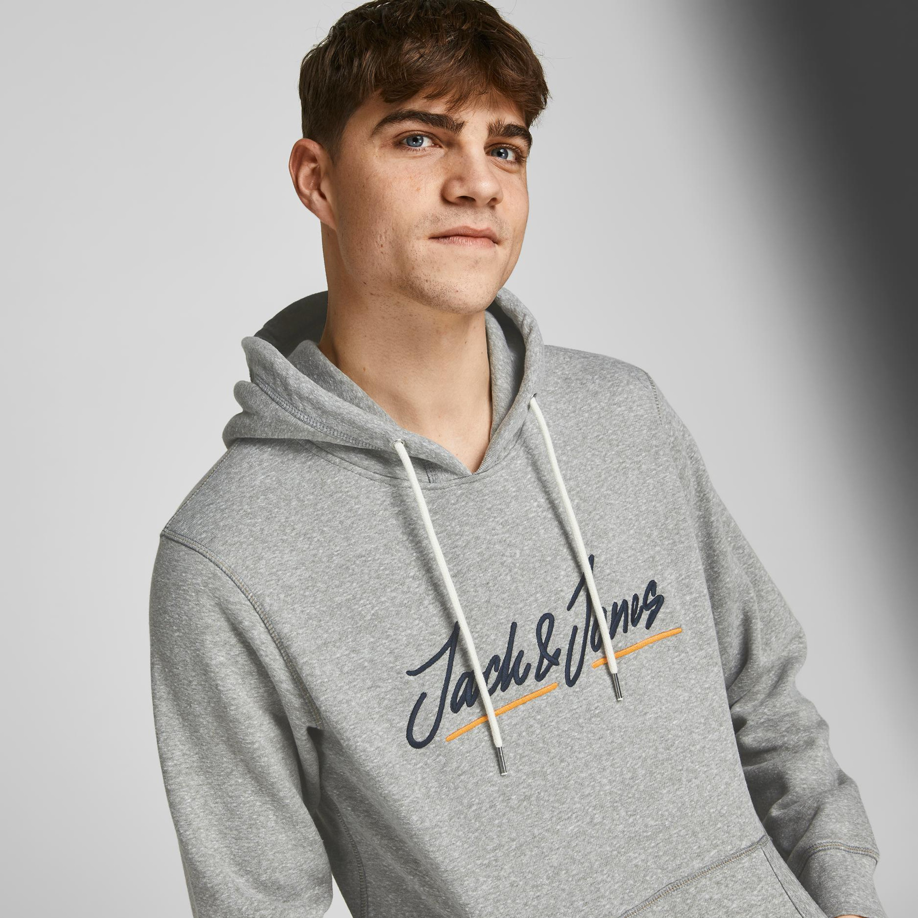 Jack & Jones Men Grey Embroidered Kangaroo Pocket Hoodie-men-winterwear-hoodiesandsweatshirts-image-7