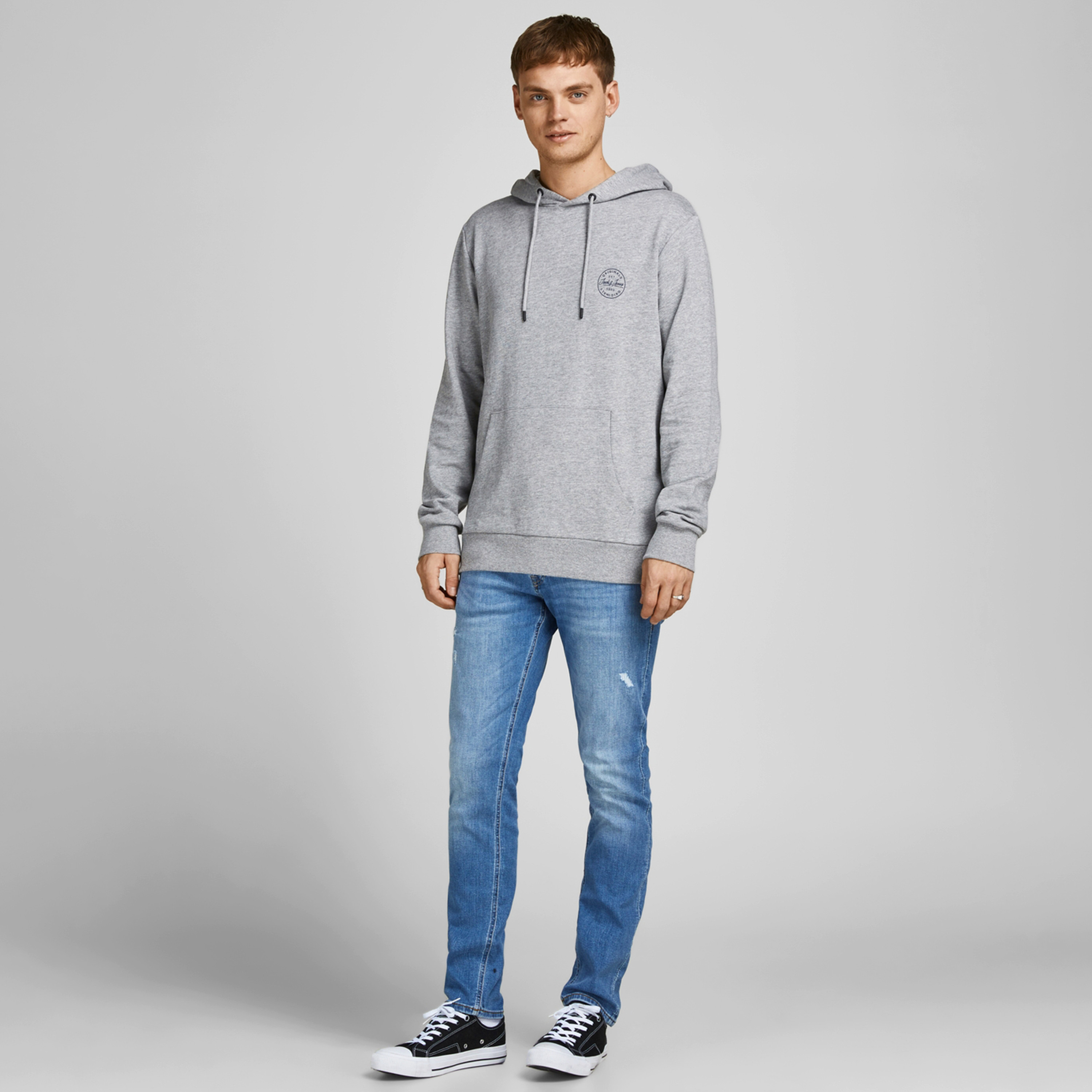 Jack & Jones Logo Print Sweatshirt with Hood and Long Sleeves-men-winterwear-hoodiesandsweatshirts-image-2