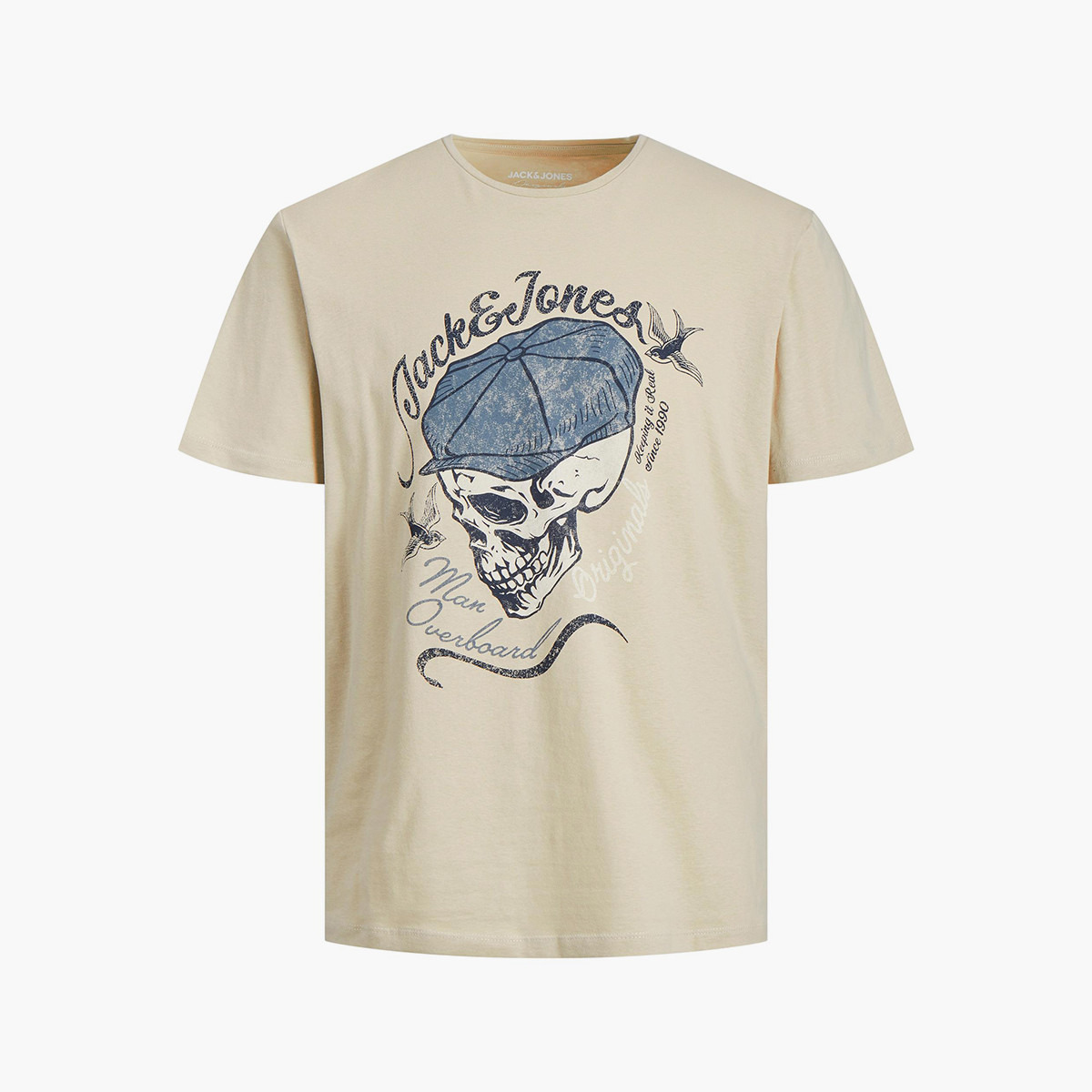 تي شيرت رجالي من جاك آند جونز بأكمام قصيرة و ياقة مستديرة و جرافيك مع لون بيج-men-clothing-tshirtsandpolos-tshirts-image-3