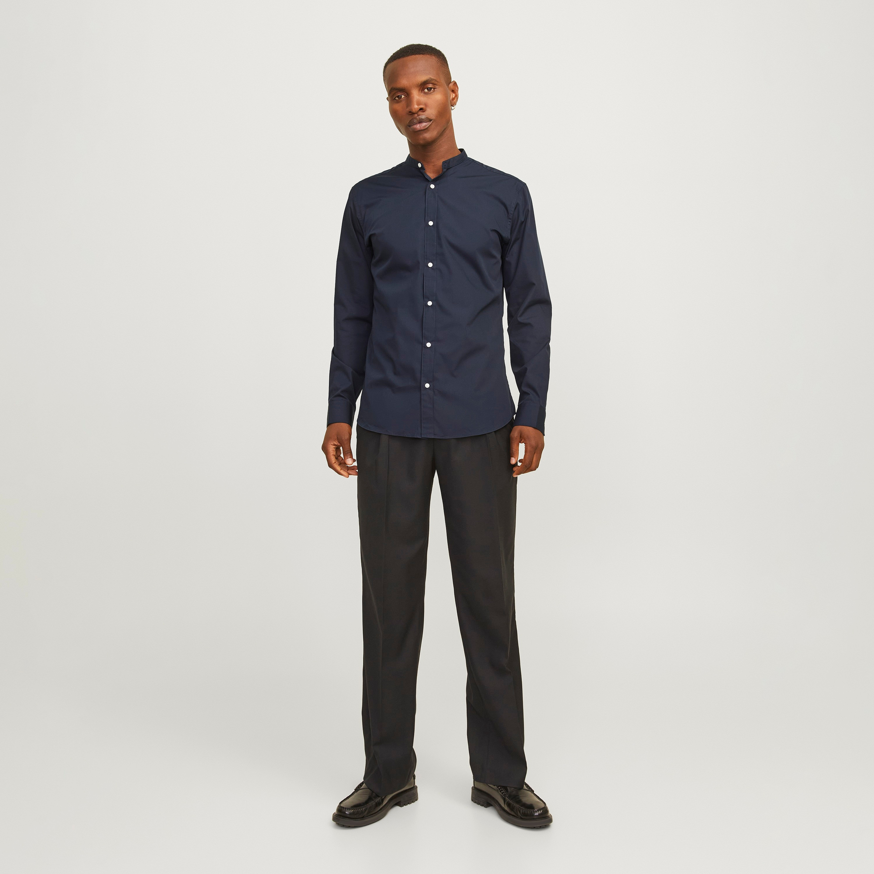 Jack & Jones Slim Fit Plain Band Collar Long Sleeves Men's Shirt-men-clothing-shirts-image-2