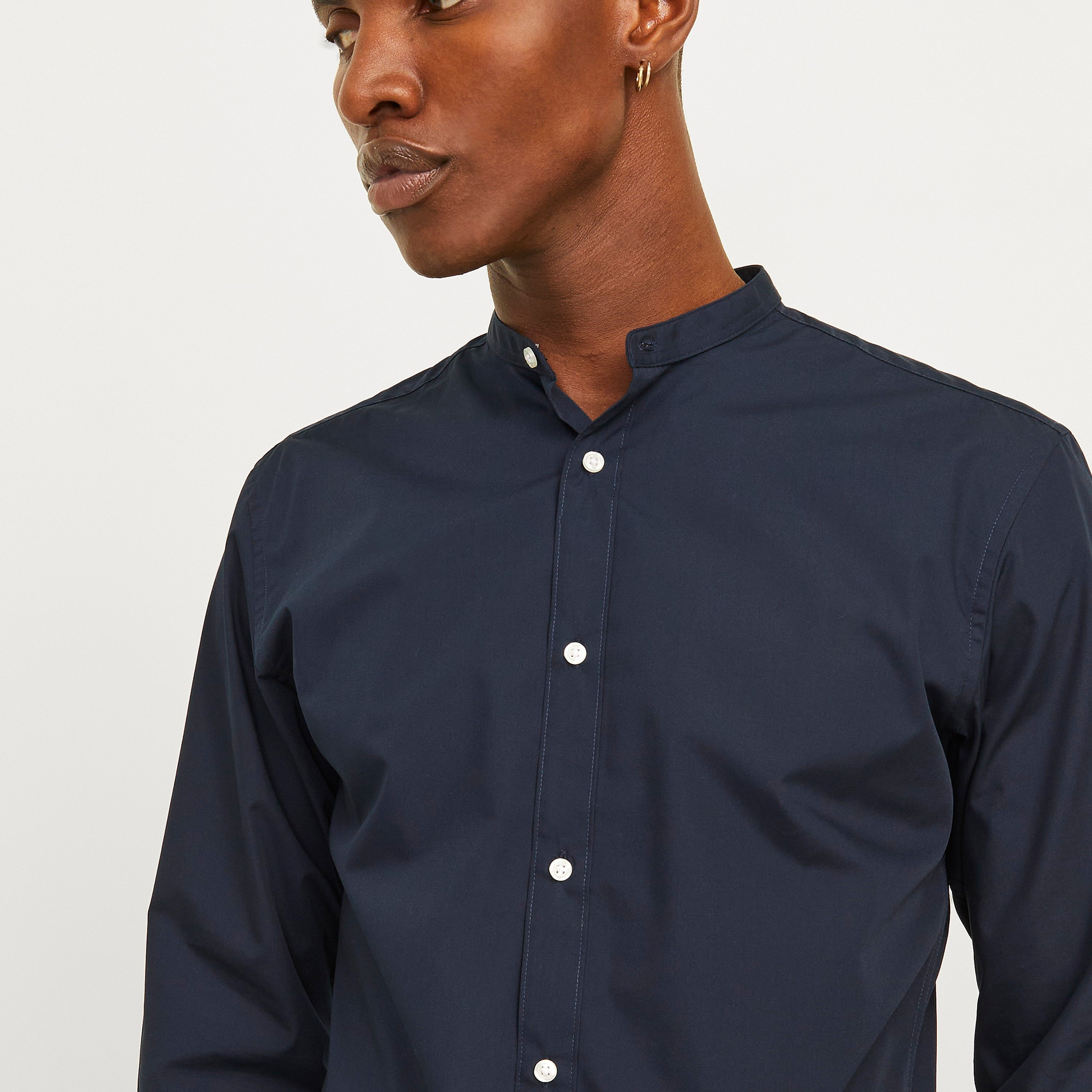 Jack & Jones Slim Fit Plain Band Collar Long Sleeves Men's Shirt-men-clothing-shirts-image-3