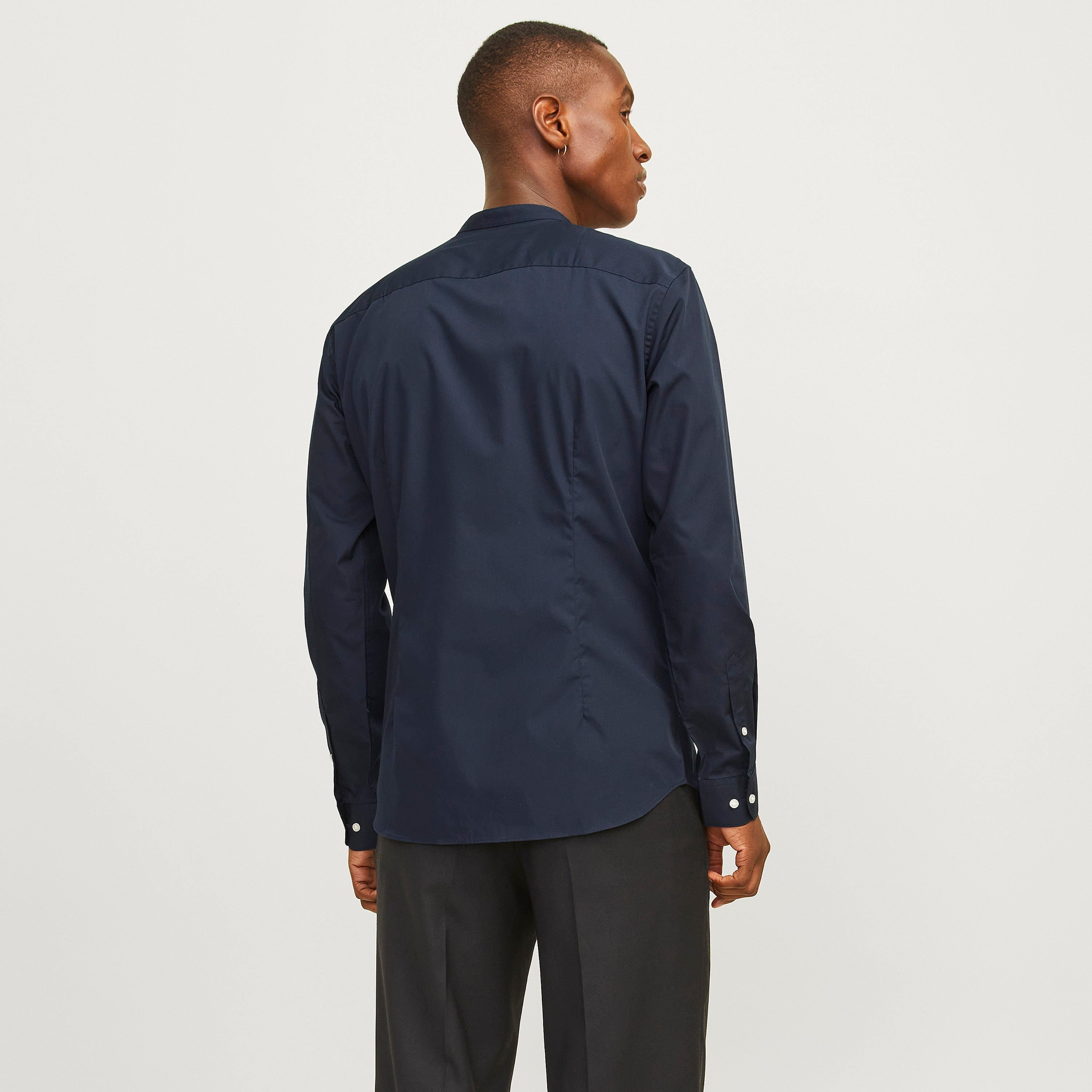Jack & Jones Slim Fit Plain Band Collar Long Sleeves Men's Shirt-men-clothing-shirts-image-4