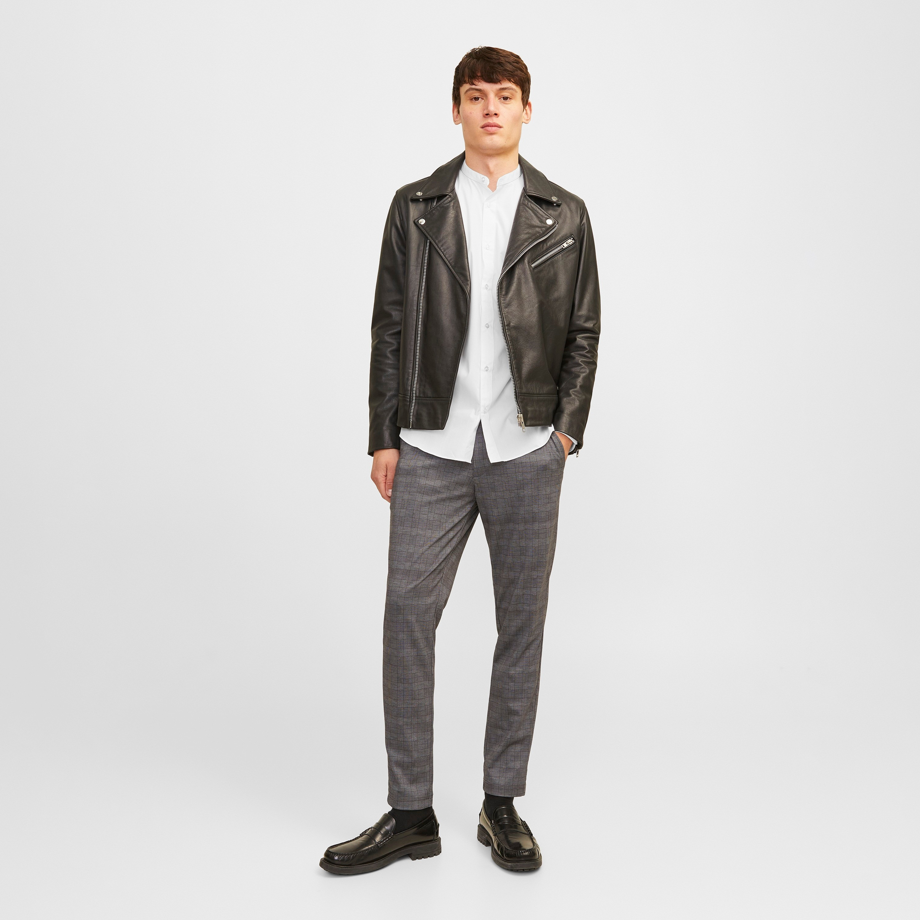 Jack & Jones Slim Fit Plain Band Collar Long Sleeves Men's Shirt-men-clothing-shirts-image-6