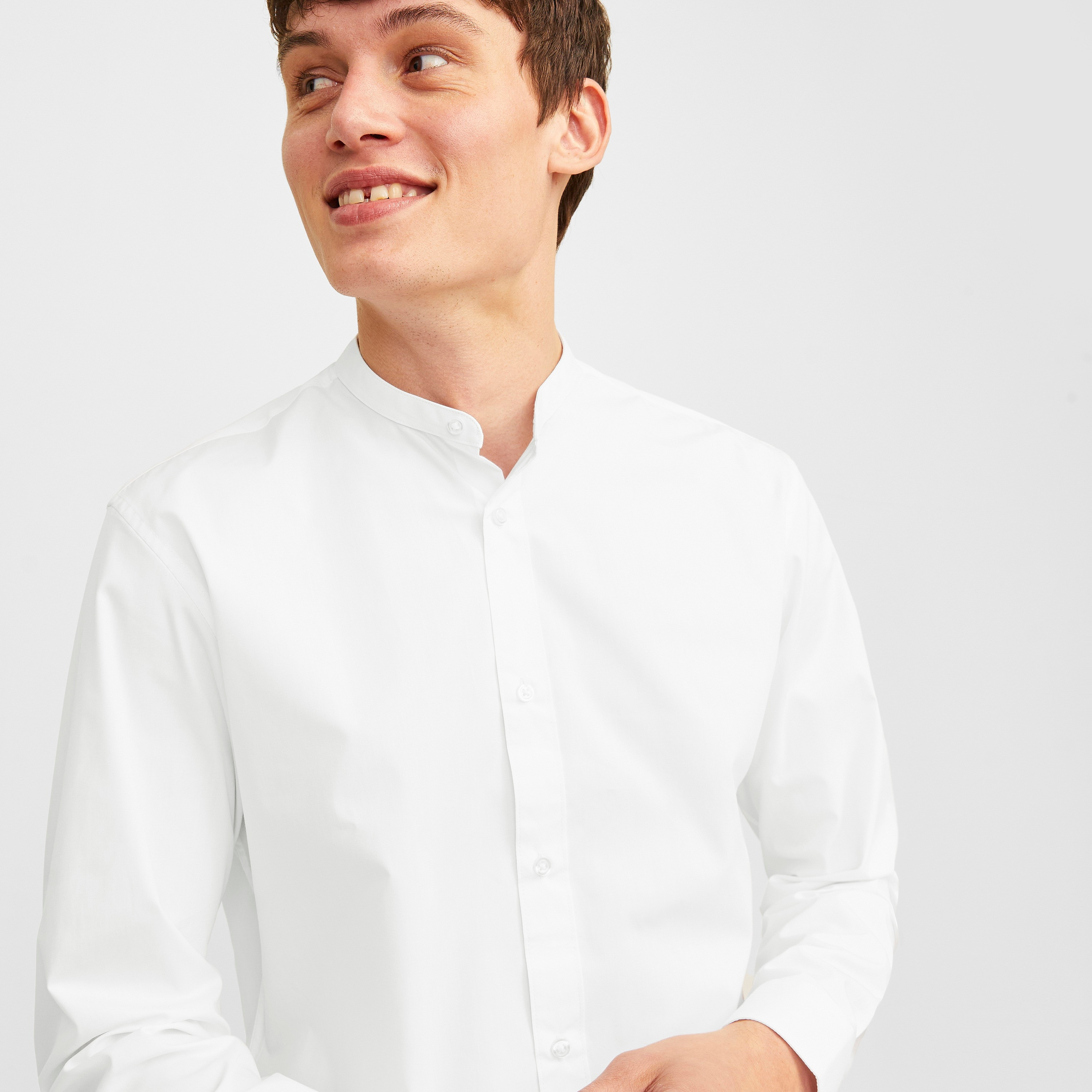 Jack & Jones Slim Fit Plain Band Collar Long Sleeves Men's Shirt-men-clothing-shirts-image-7