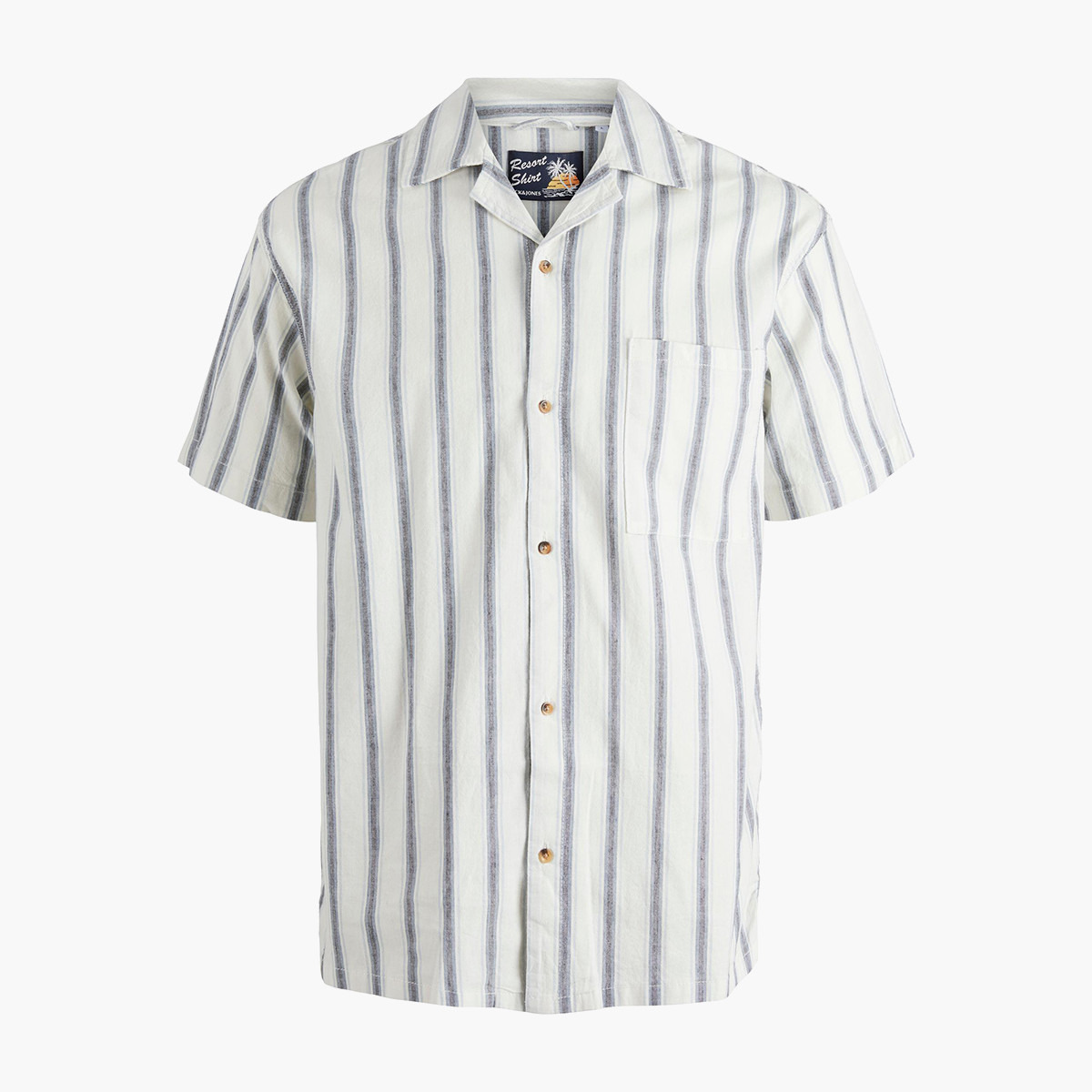 Jack & Jones Men White Striped Collared Shirt with Chest Pocket-men-clothing-shirts-image-4