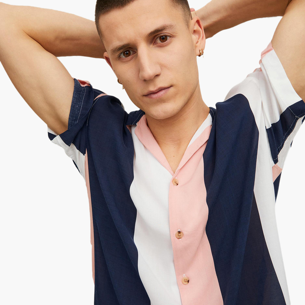 قميص جاك آند جونز رجالي متعدد الألوان مقلم ذو ياقة مسترخية-men-clothing-shirts-image-7