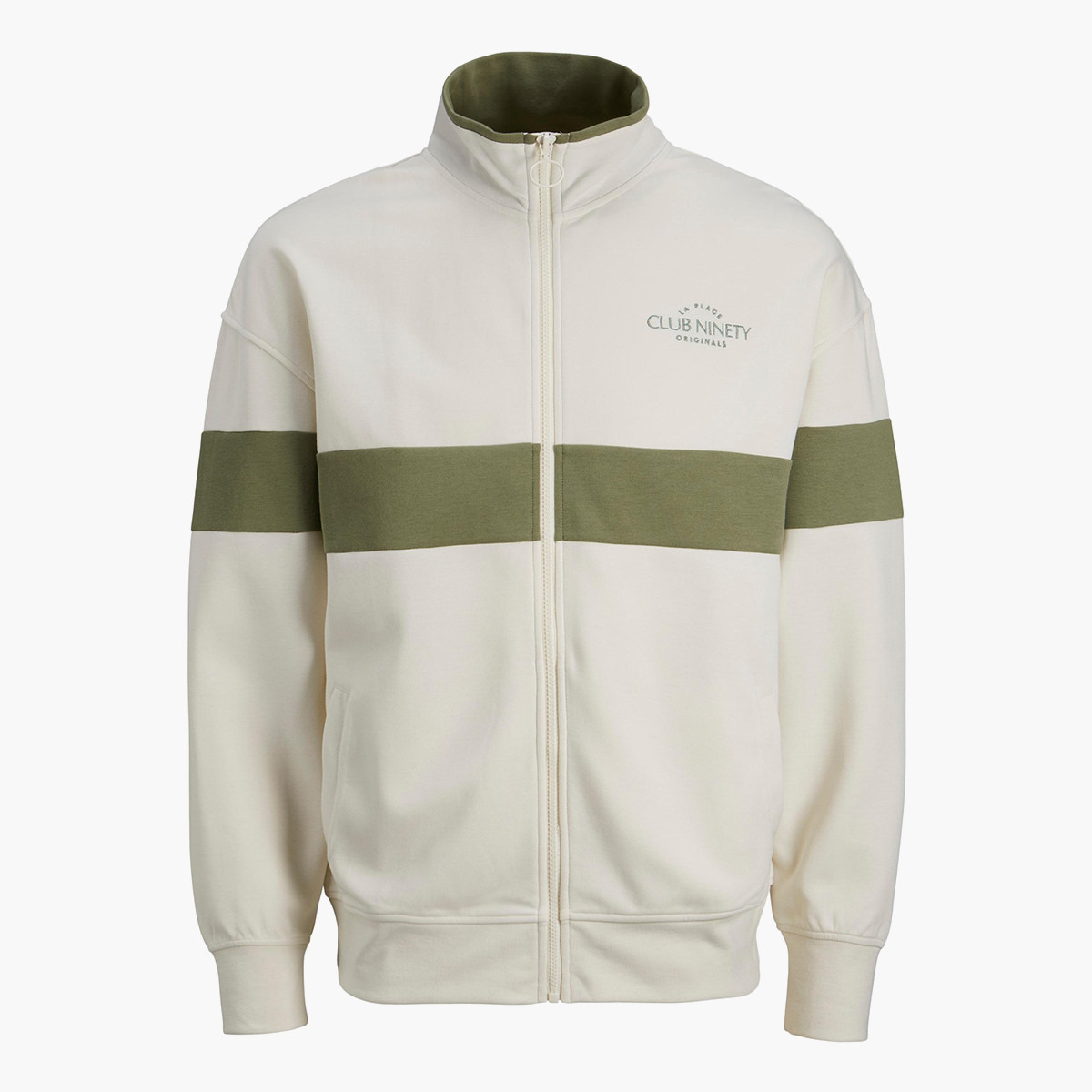 سويت شيرت جاك آند جونز رجالي أبيض بياقة عالية وسحاب أمامي-men-winterwear-hoodiesandsweatshirts-image-1