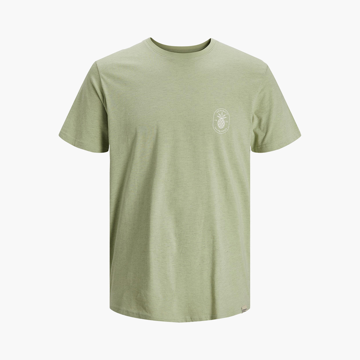 قميص جاك آند جونز رجالي أخضر سادة بياقة مستديرة وأكمام قصيرة-men-clothing-tshirtsandpolos-tshirts-image-1
