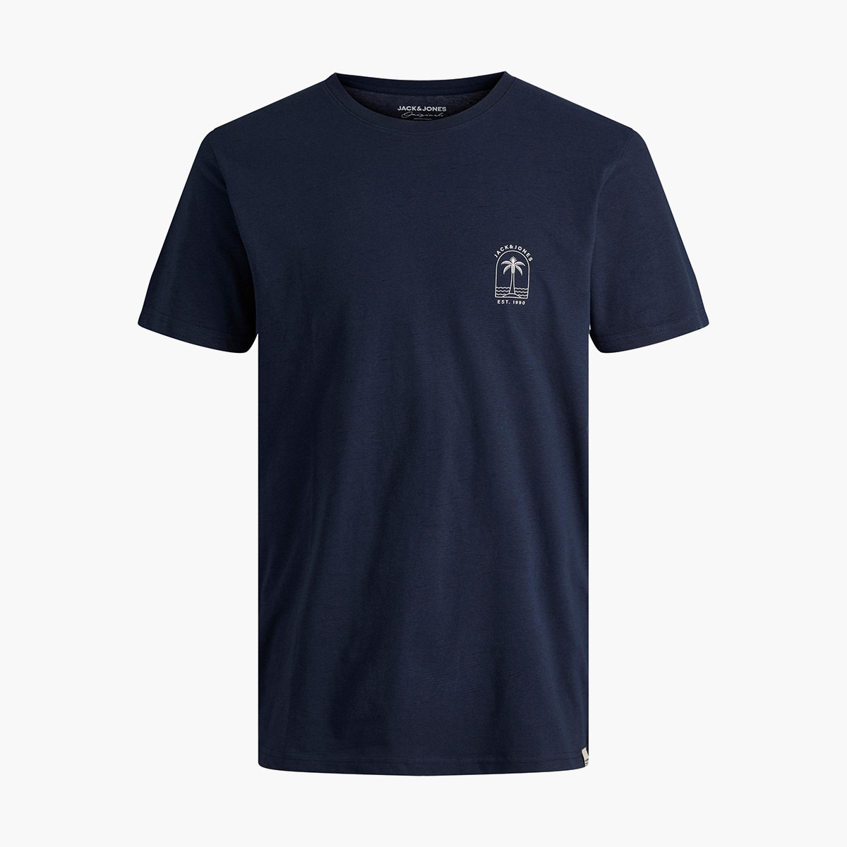 قميص جاك وجون رجالي أزرق كحلي سادة بياقة مستديرة وأكمام قصيرة-men-clothing-tshirtsandpolos-tshirts-image-1