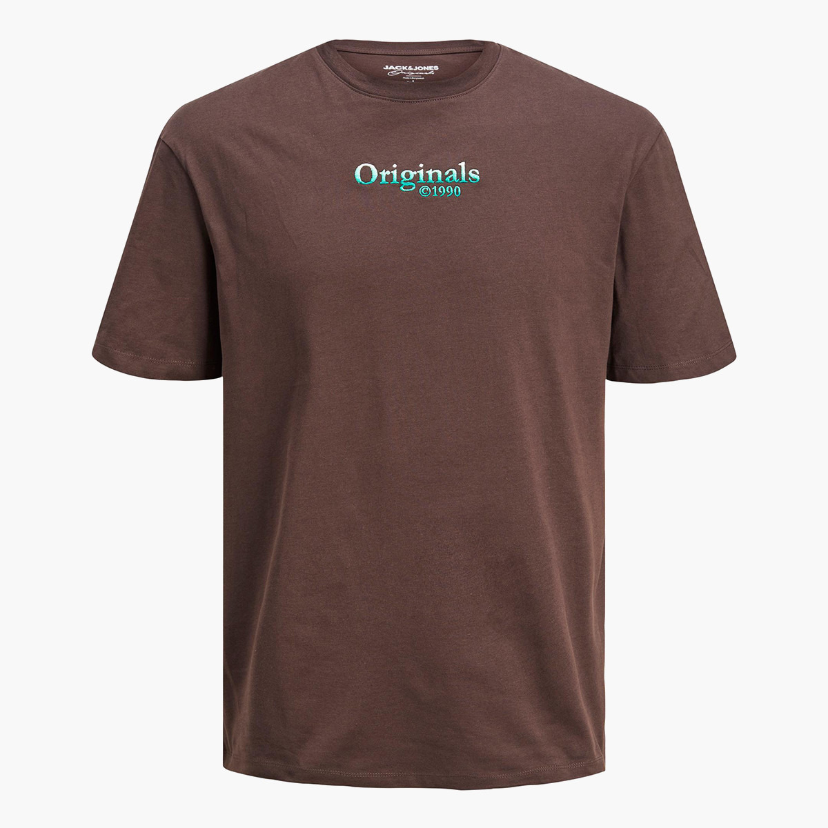 تي شيرت جاك آند جونز رجالي بني مطبوع بياقة مستديرة وأكمام قصيرة-men-clothing-tshirtsandpolos-tshirts-image-3
