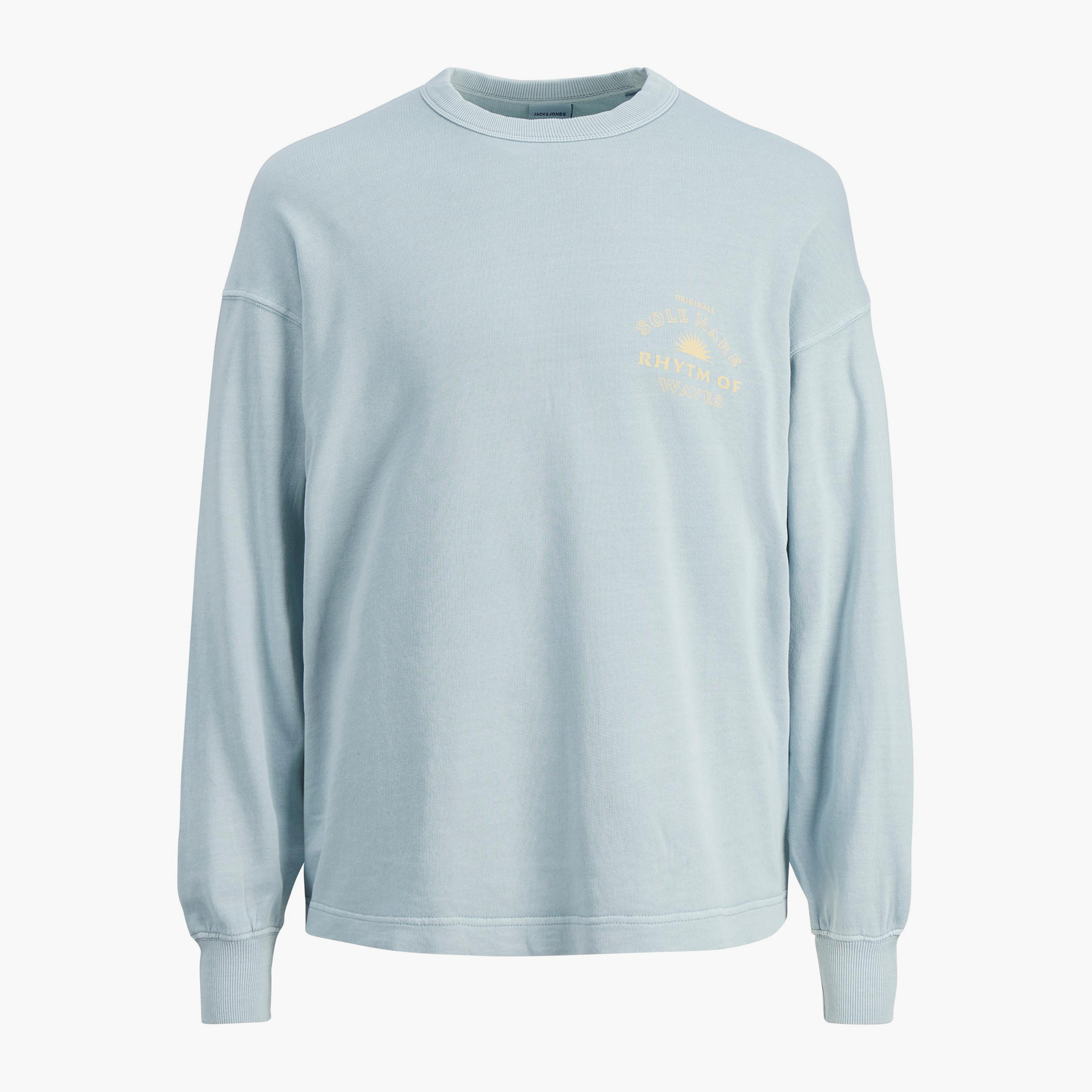سويت شيرت جاك آند جونز رجالي أزرق مطبوع برقبة مستديرة-men-winterwear-hoodiesandsweatshirts-image-1