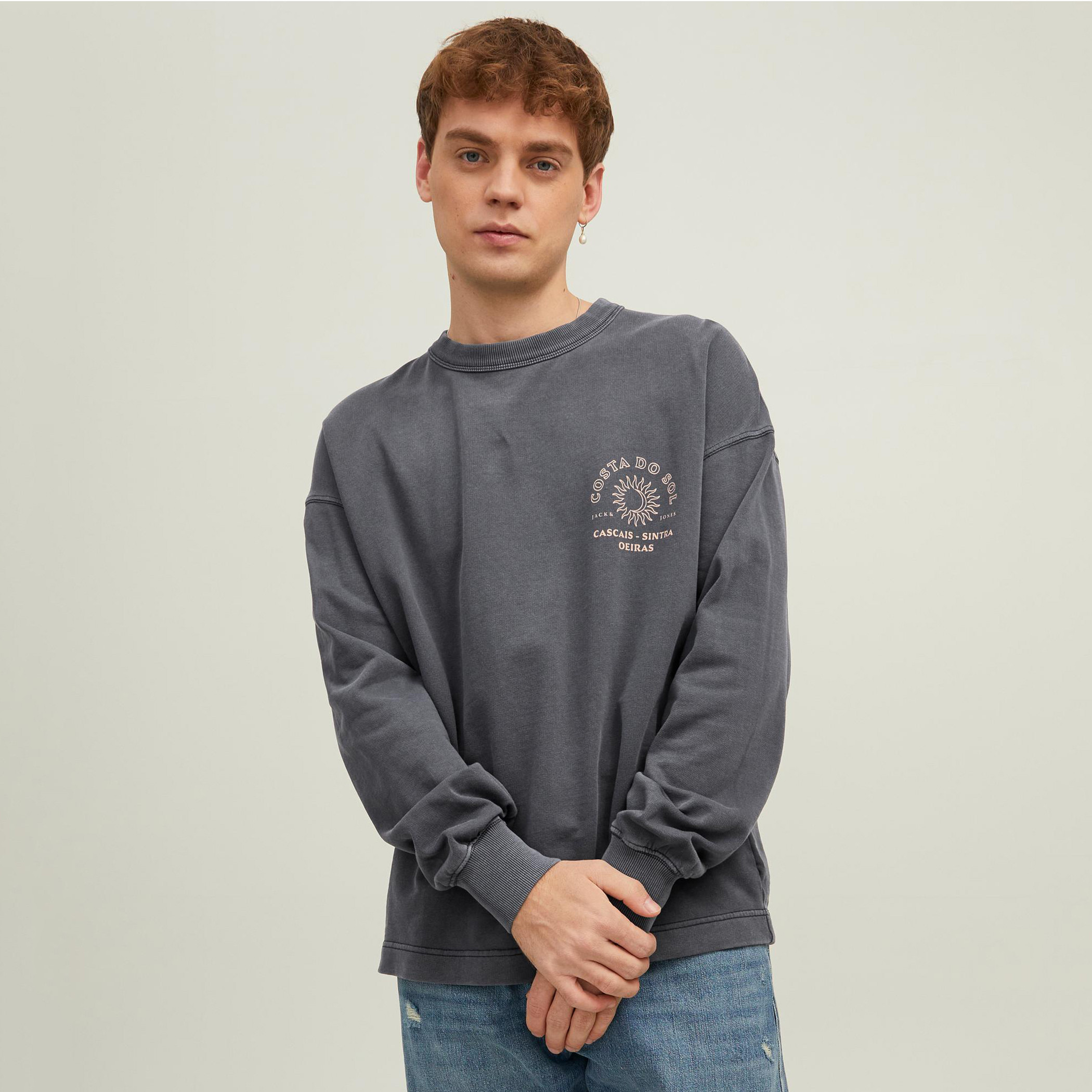 سويت شيرت جاك آند جونز رجالي أزرق مطبوع برقبة مستديرة-men-winterwear-hoodiesandsweatshirts-image-3