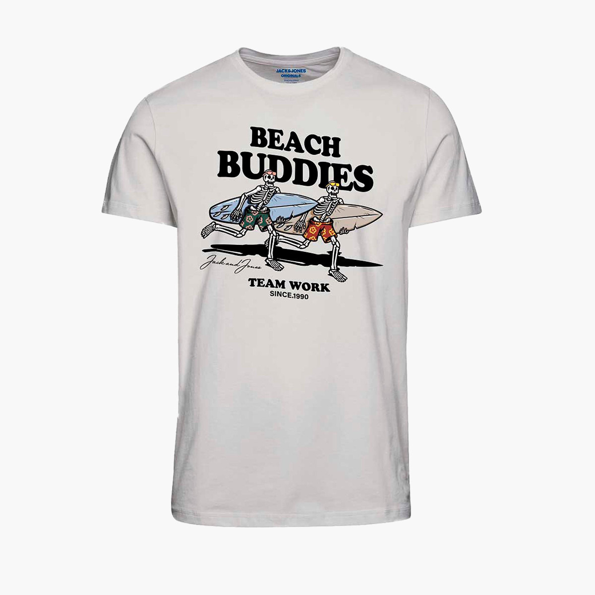 قميص جاك وجوكس بأكمام قصيرة وياقة دائرية وطبعة بيضاء للرجال-men-clothing-tshirtsandpolos-tshirts-image-1