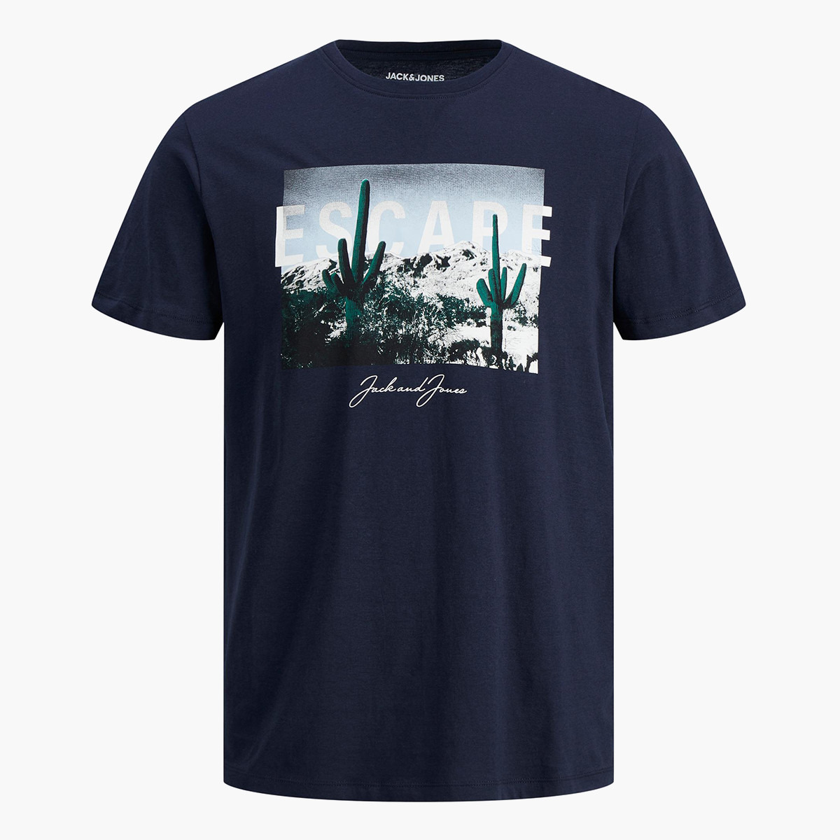 تي شيرت جاك آند جونز بأكمام قصيرة وياقة دائرية وطبعة أزرق كحلي للرجال-men-clothing-tshirtsandpolos-tshirts-image-2