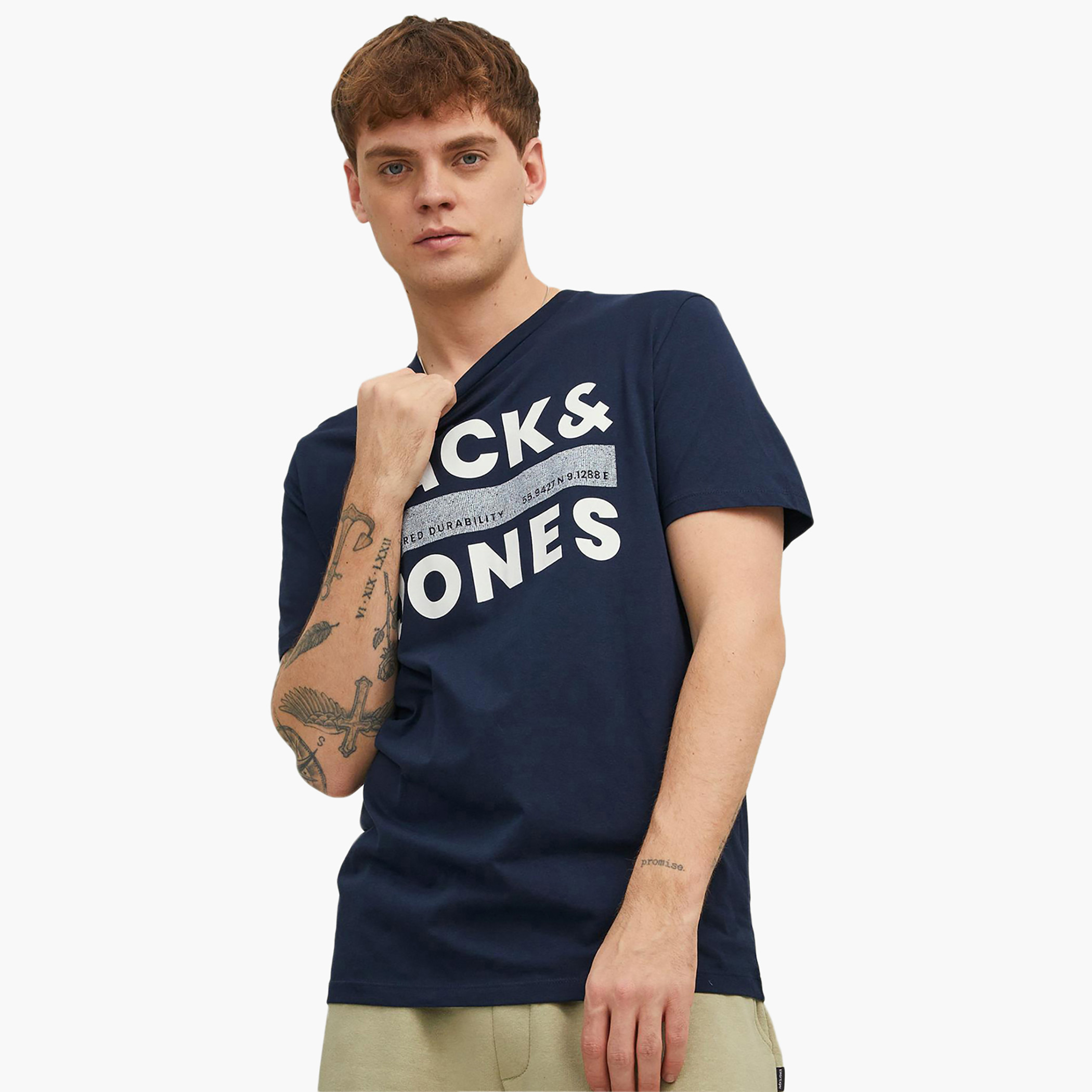 Jack & Jones Men Printed Navy Blue Crew Neck Short Sleeves T-Shirt-men-clothing-tshirtsandpolos-tshirts-image-1