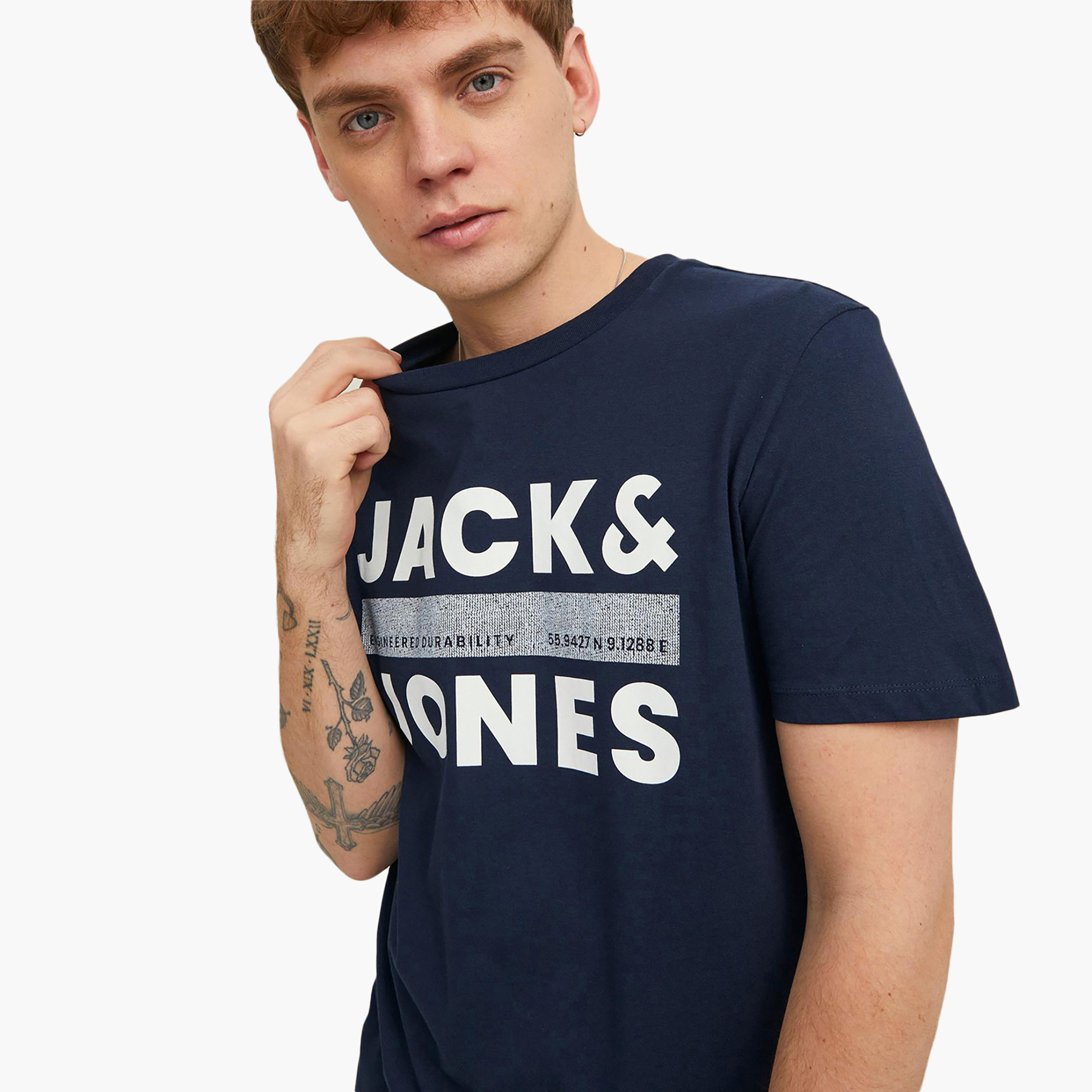 Jack & Jones Men Printed Navy Blue Crew Neck Short Sleeves T-Shirt-men-clothing-tshirtsandpolos-tshirts-image-7