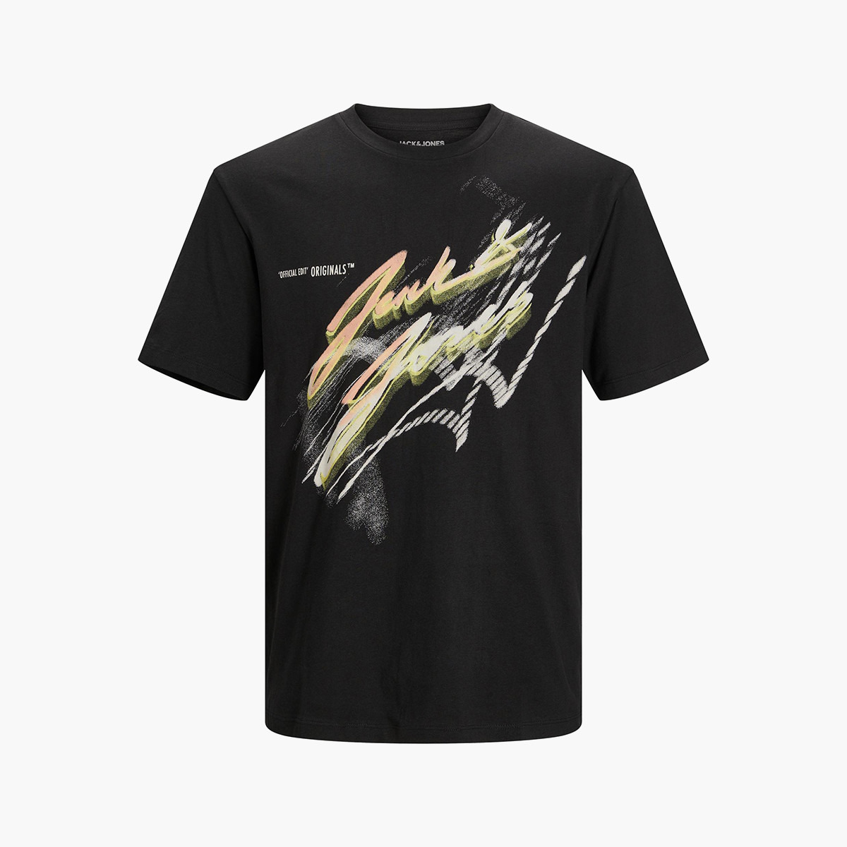 تي شيرت جاك آند جونز رجالي بأكمام قصيرة وياقة دائرية وطبعات سوداء-men-clothing-tshirtsandpolos-tshirts-image-2