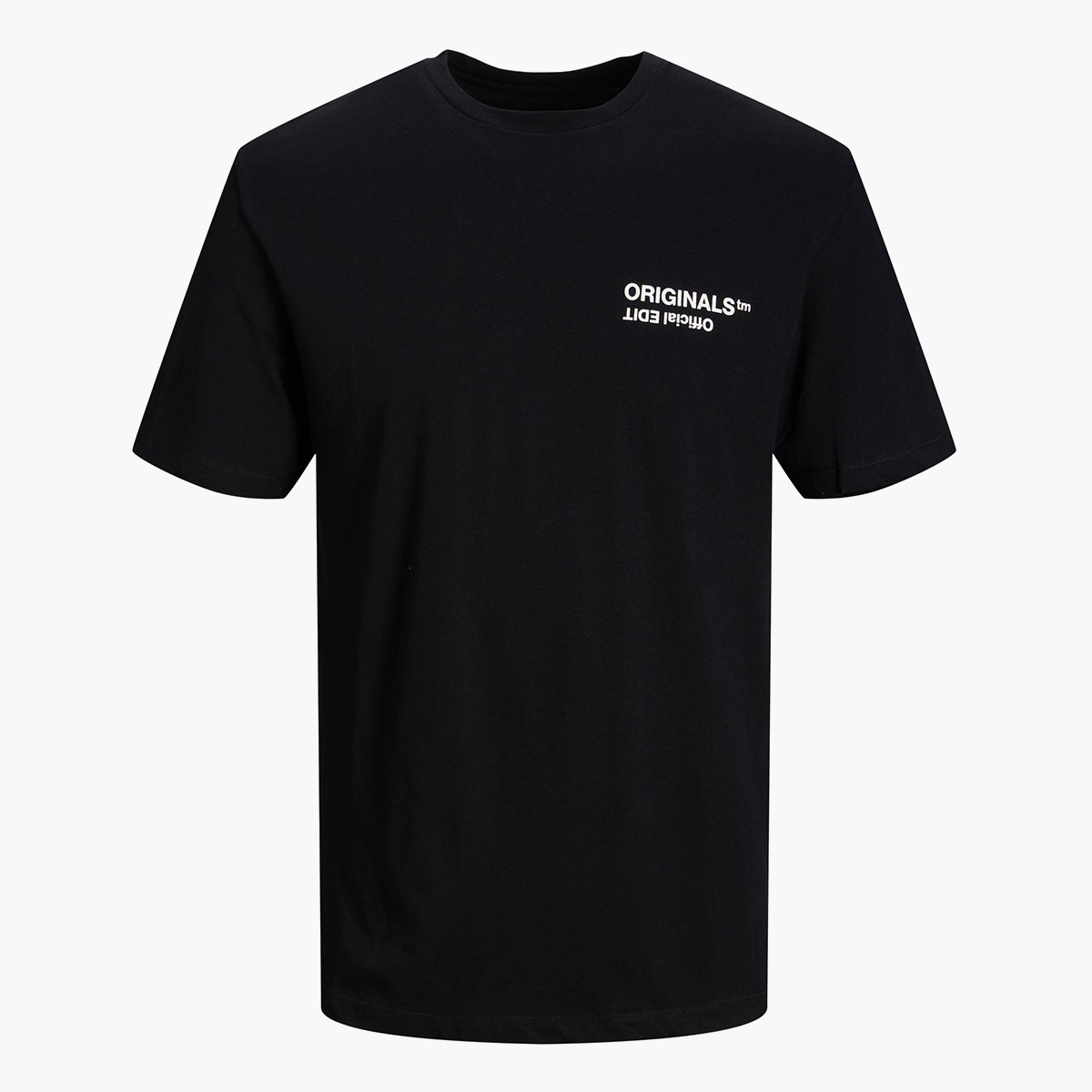 تي شيرت جاك آند جونز رجالي أسود مطبوع بياقة مستديرة وأكمام قصيرة-men-clothing-tshirtsandpolos-tshirts-image-1