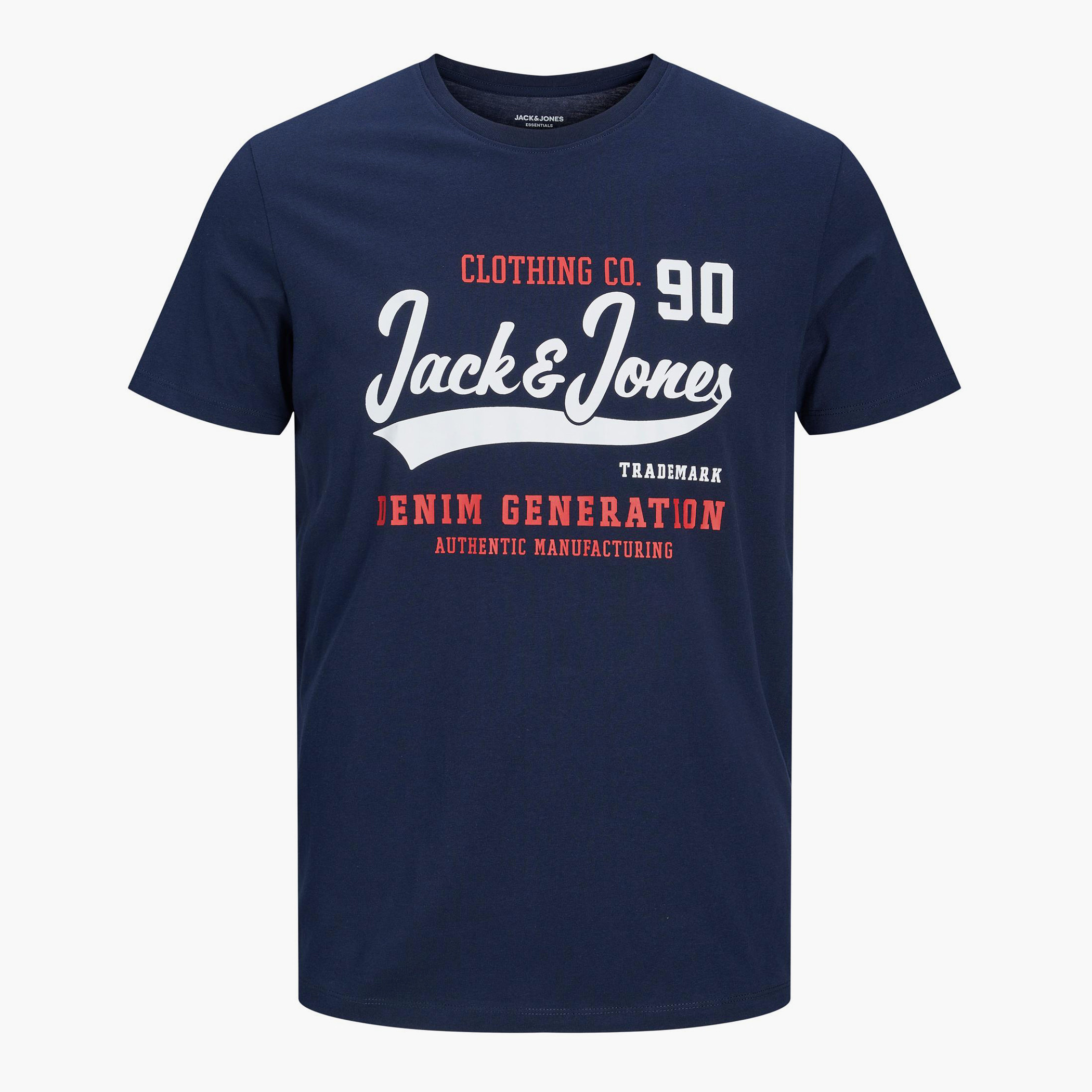 تيشيرت جاك آند جونز بأكمام قصيرة وياقة دائرية مطبوعة بلون أزرق كحلي للرجال-men-clothing-tshirtsandpolos-tshirts-image-2