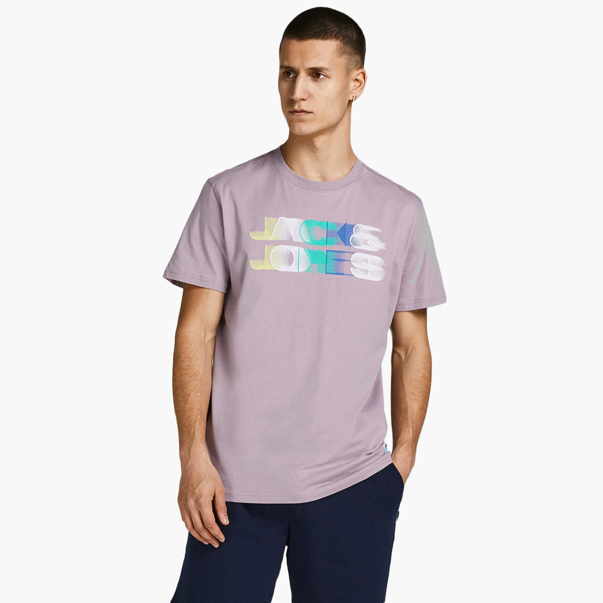 تي شيرت جاك آند جونز رجالي أرجواني بياقة مستديرة وأكمام قصيرة-men-clothing-tshirtsandpolos-tshirts-image-1