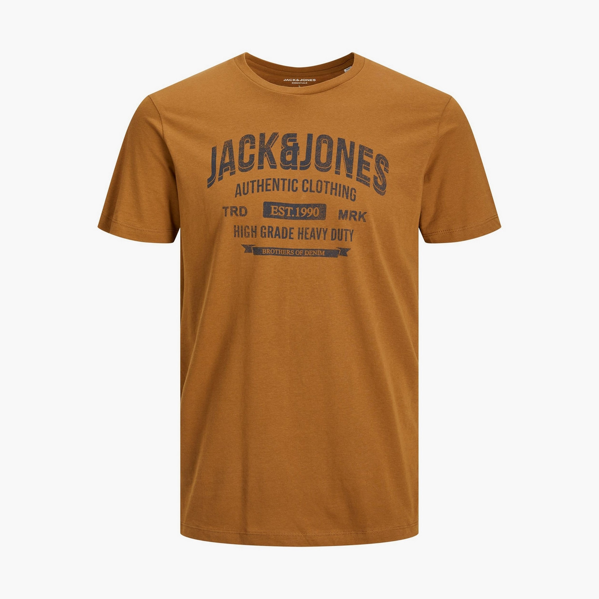 تي شيرت رجالي من جاك آند جونز بأكمام قصيرة و ياقة مستديرة و مطبوع مع لون بني-men-clothing-tshirtsandpolos-tshirts-image-1