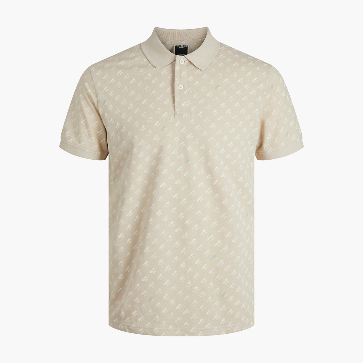 تي شيرت بولو جاك آند جونز رجالي بأكمام قصيرة وطبعة كريمية كاملة-men-clothing-tshirtsandpolos-polos-image-1