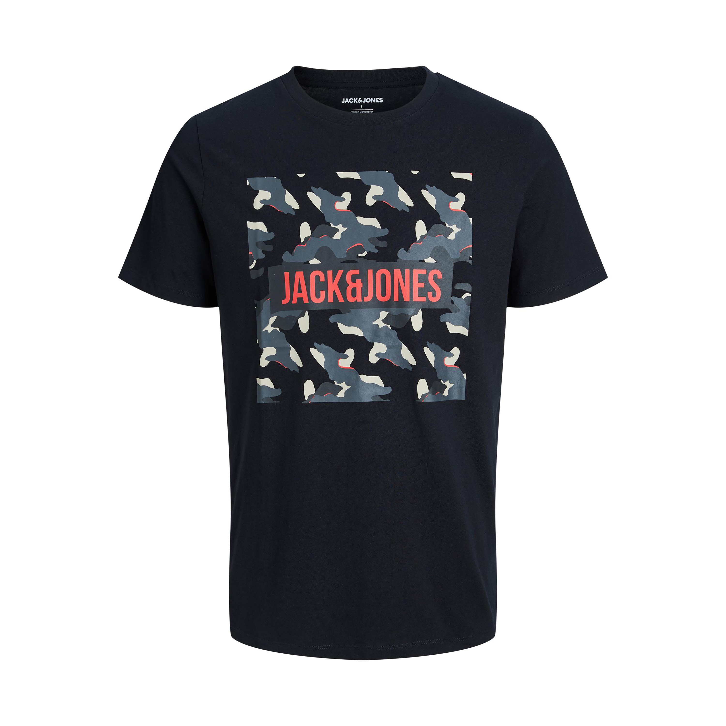 تي شيرت رجالي من جاك آند جونز بأكمام قصيرة و ياقة مستديرة و مطبوع مع لون اسود-men-clothing-tshirtsandpolos-tshirts-image-3