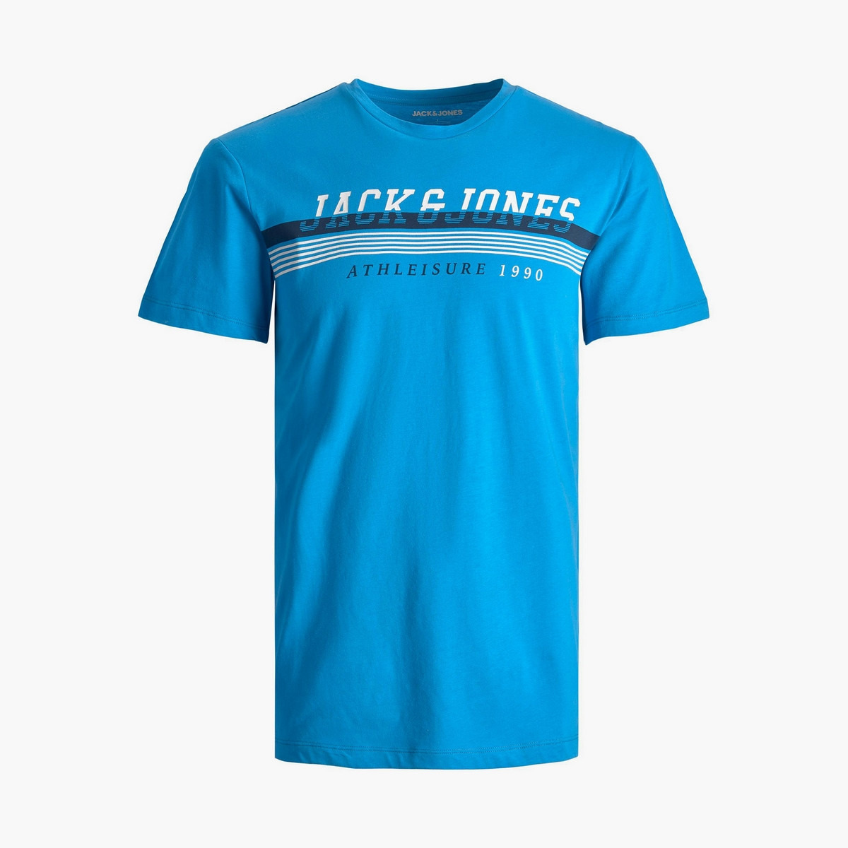 تي شيرت رجالي من جاك آند جونز بأكمام قصيرة و ياقة مستديرة و مطبوع مع لون ازرق-men-clothing-tshirtsandpolos-tshirts-image-1