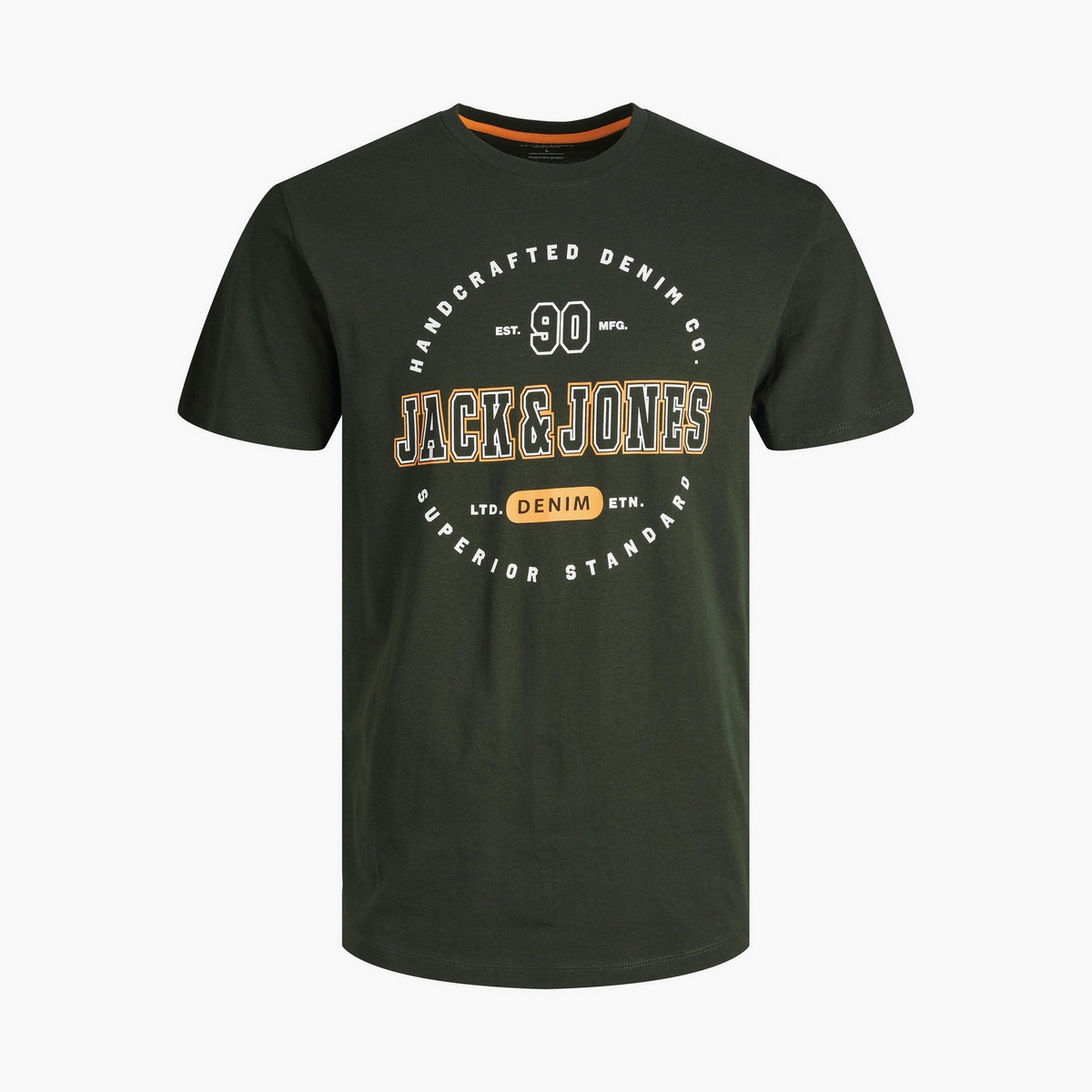 تي شيرت رجالي من جاك آند جونز بأكمام قصيرة و ياقة مستديرة و مطبوع مع لون اسود-men-clothing-tshirtsandpolos-tshirts-image-2