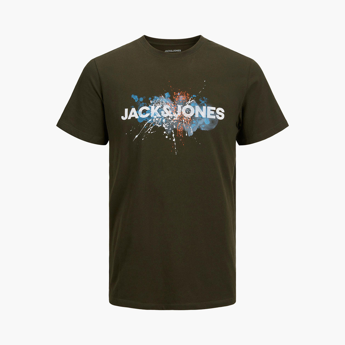 تي شيرت رجالي من جاك آند جونز بأكمام قصيرة و ياقة مستديرة و شعار مع لون اخضر-men-clothing-tshirtsandpolos-tshirts-image-2
