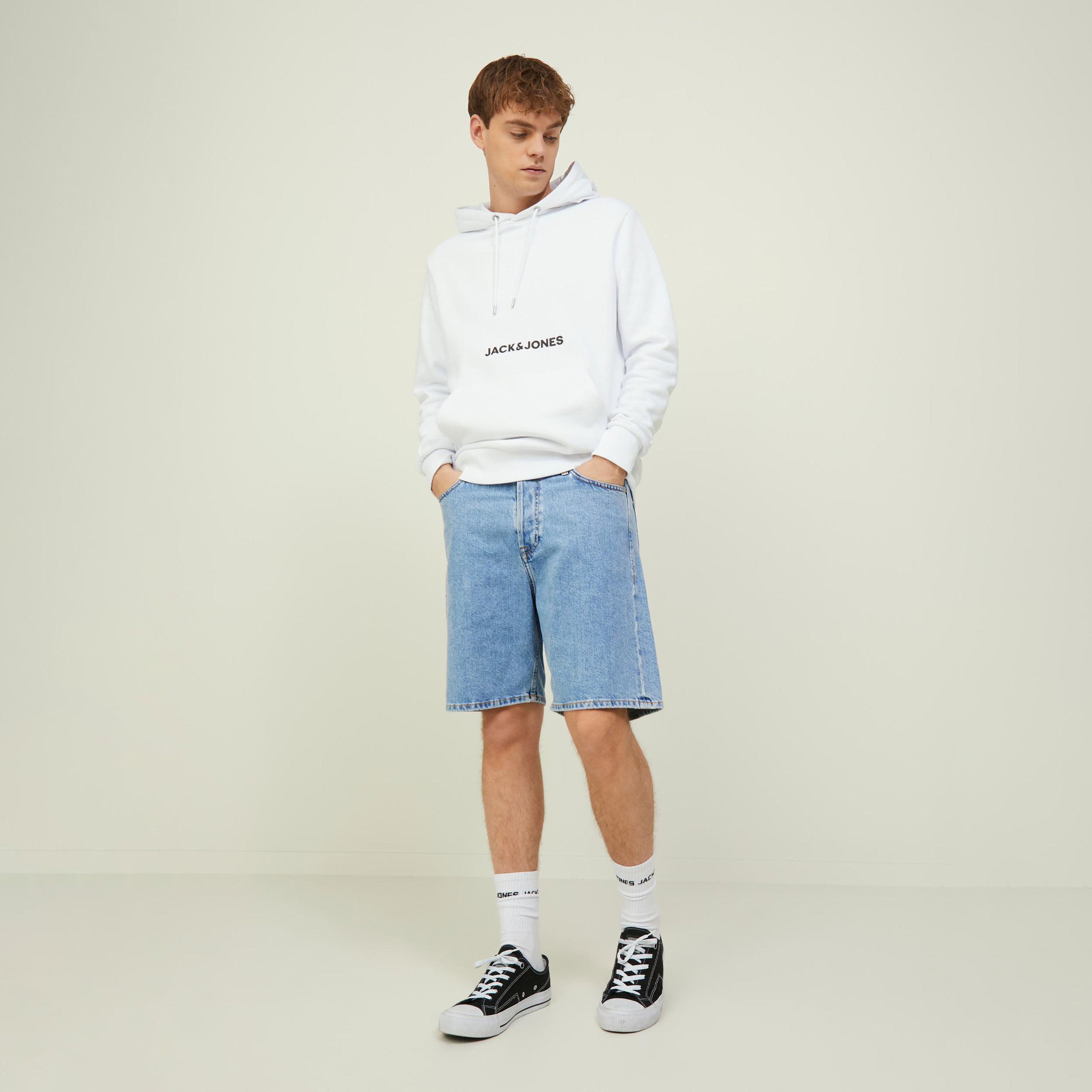 Jack & Jones Plain Mid-Rise Denim Shorts-men-clothing-bottoms-shorts-image-2