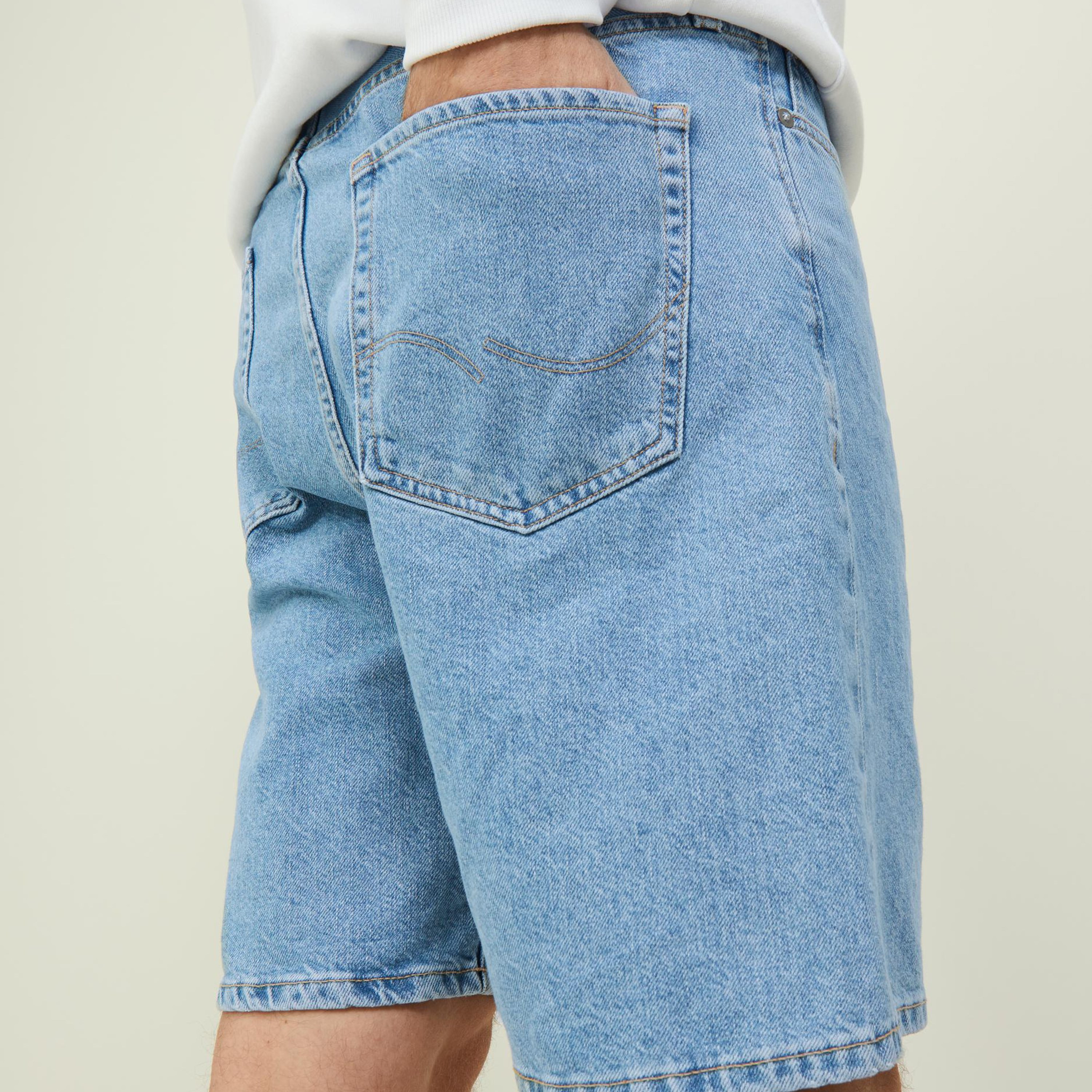 Jack & Jones Plain Mid-Rise Denim Shorts-men-clothing-bottoms-shorts-image-3